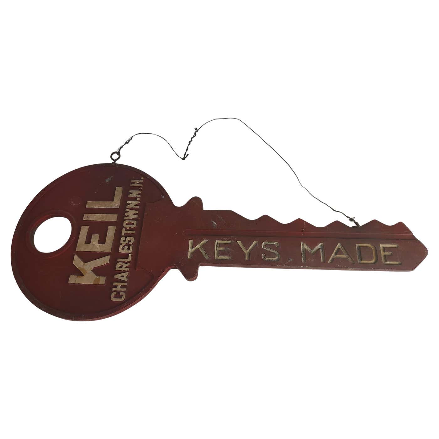 C1945 Cast Aluminum Trade Sign Form of a Key Keil Charlestown N.H. Keys ...