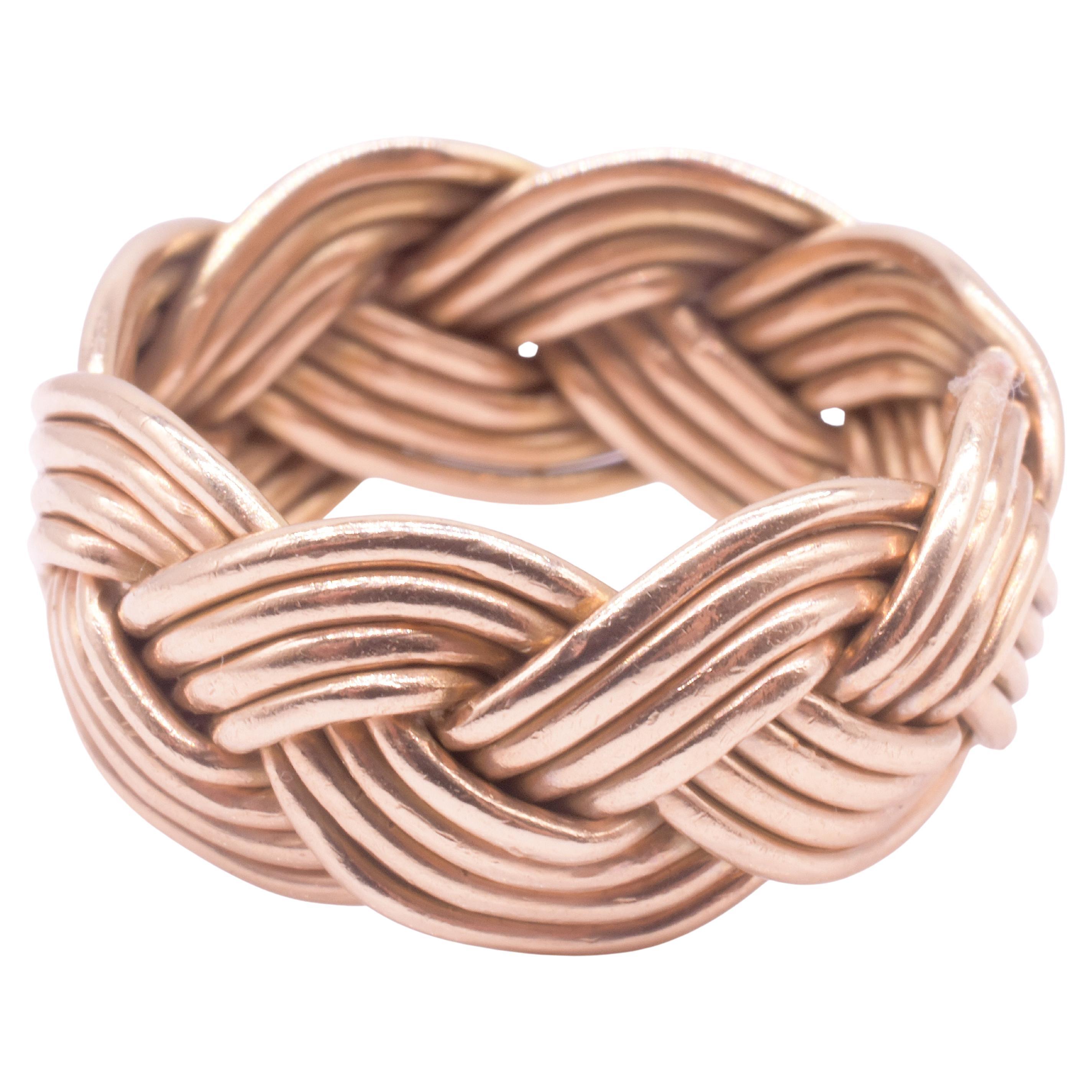 C1950 14K Türkenkopf geflochtene Band Ring