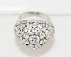 French Retro Diamond Platinum Bombe Cocktail Ring