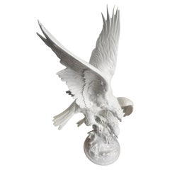 C1950 Hutschenreuther Eagles Clashing Porcelain Sculpture by Karl Tutter Germany