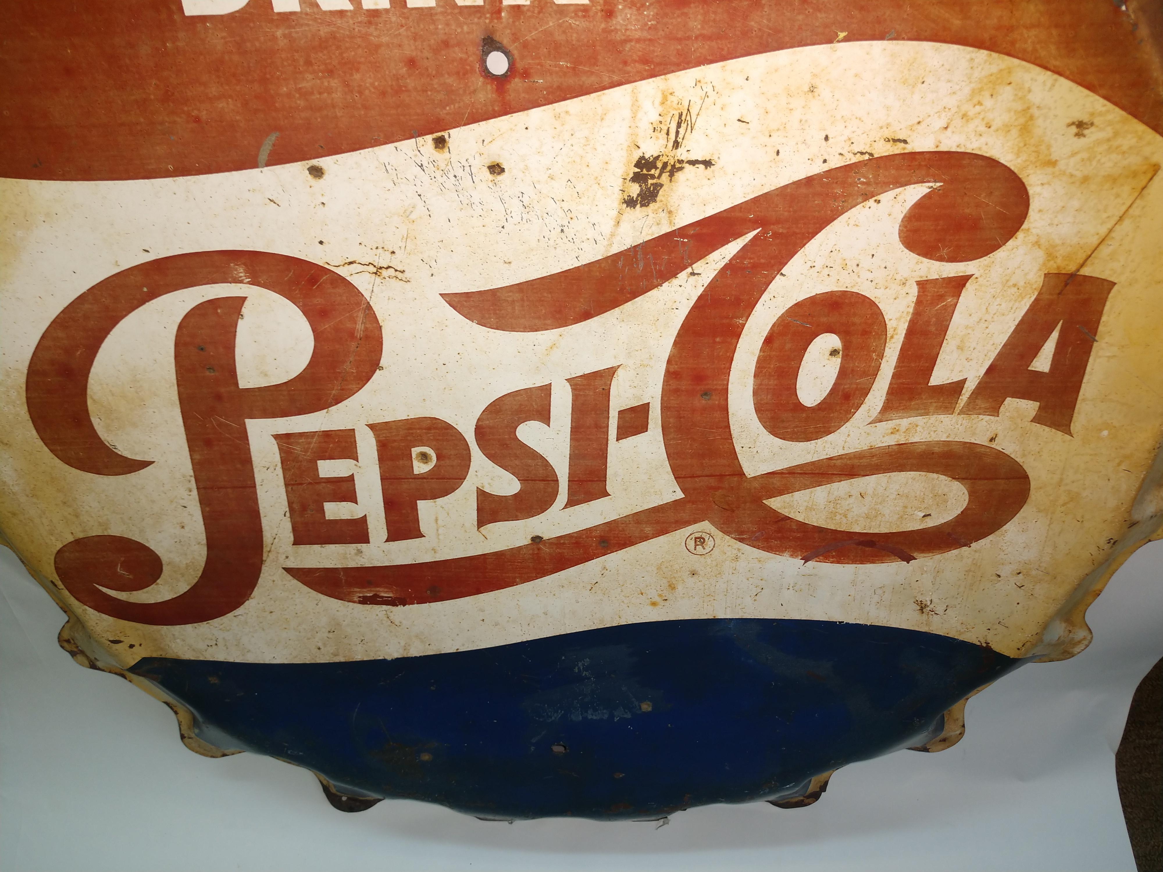 North American C1950 Painted Tin Drink Pepsi Cola Sign