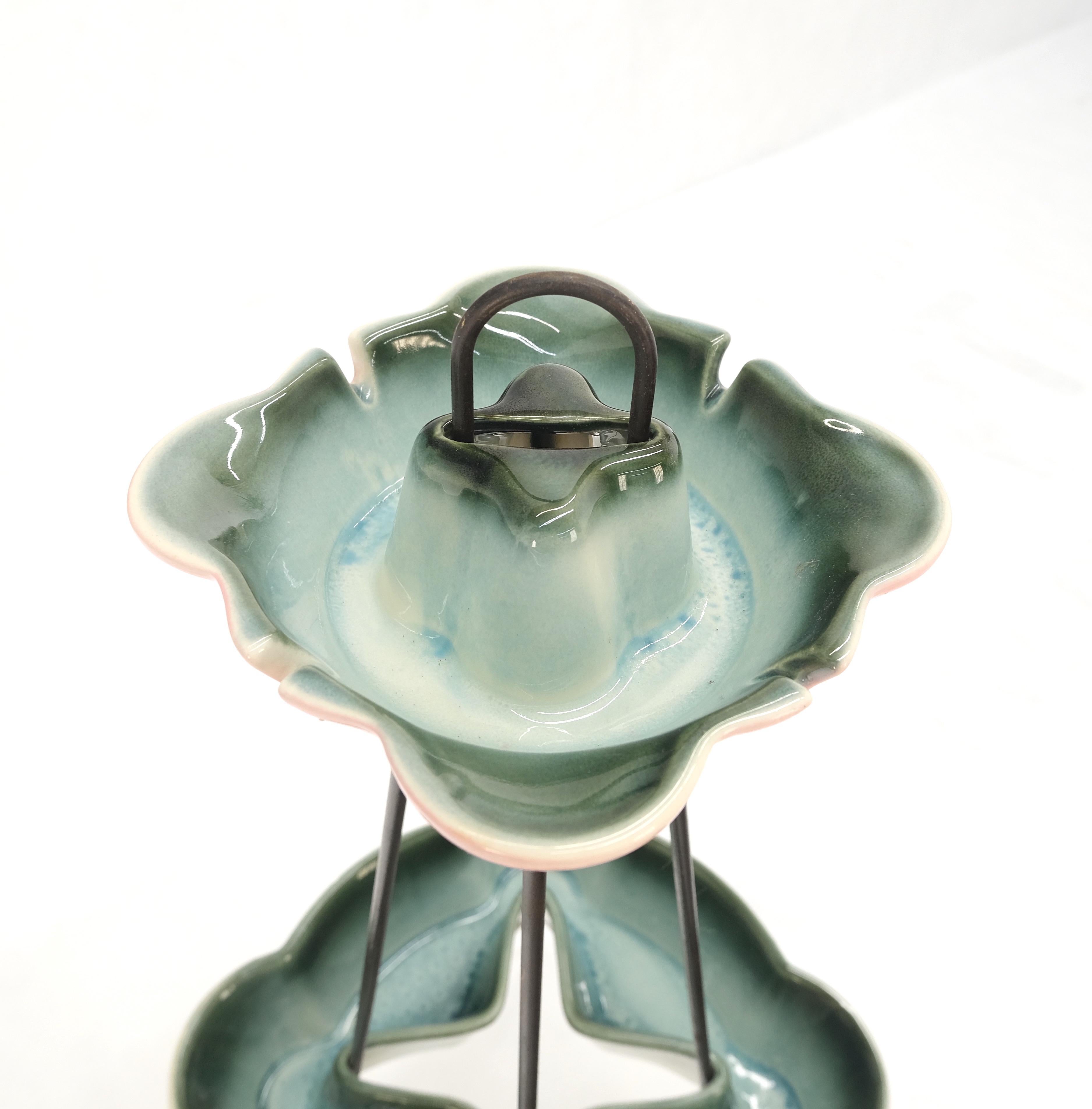 American c.1950's Ceramic Pottery & Wire Base Floor Standing 2 Tier Ashtray  For Sale