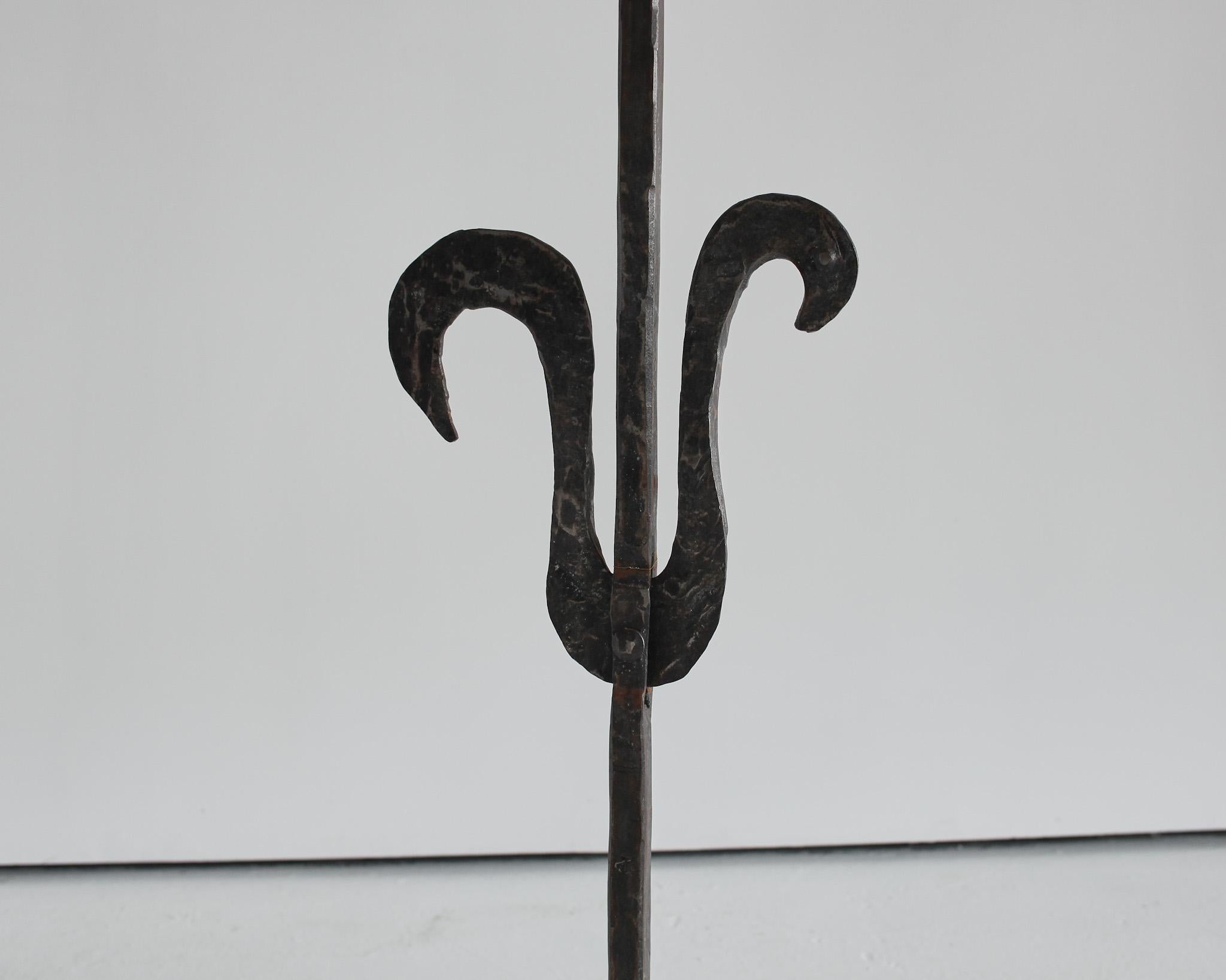 Mid-20th Century C.1950s French Atelier Marolles/Jean Touret Style Wrought Iron Standard Lamp