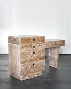 C.1950s French Limed Oak Desk