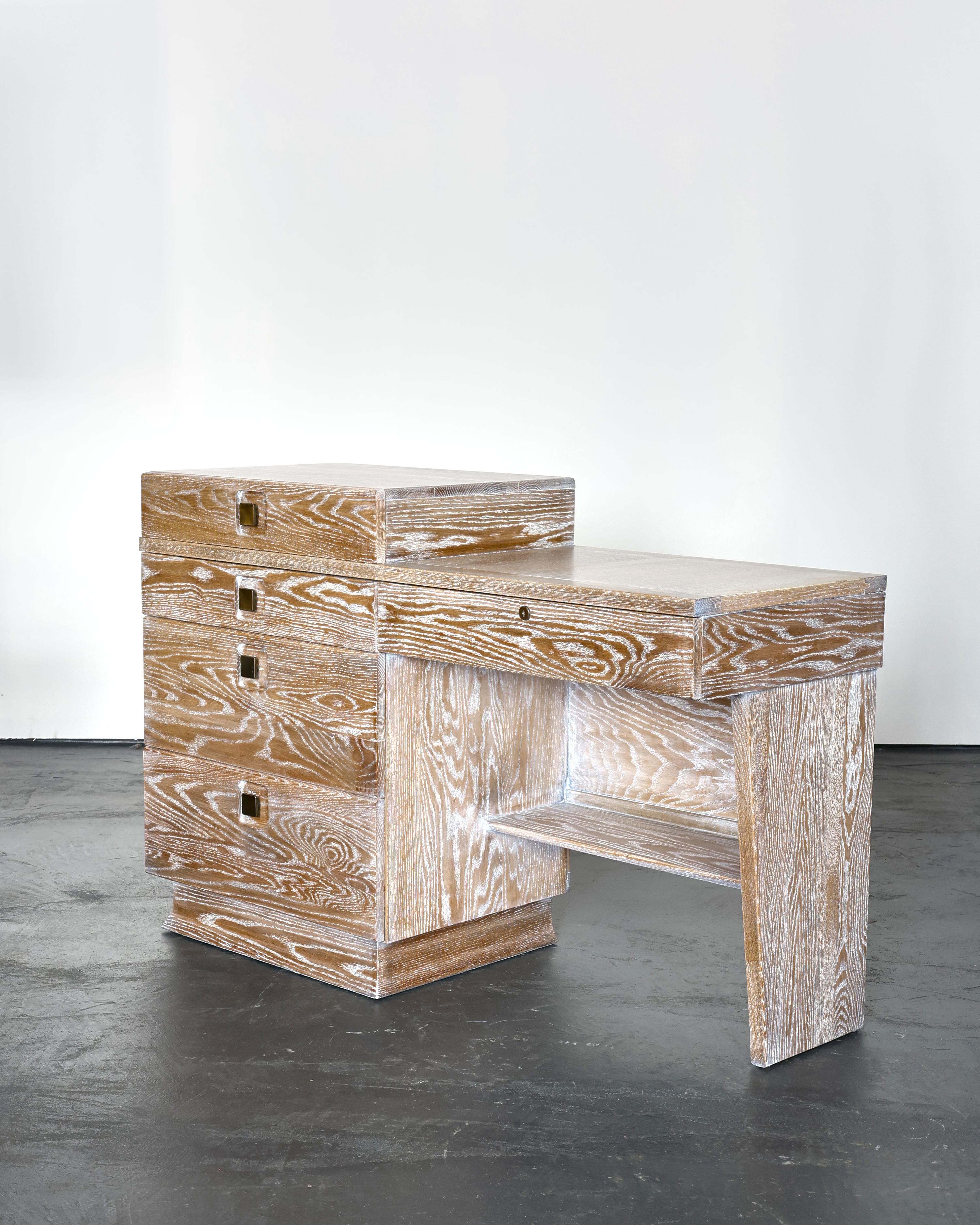 Mid-20th Century C.1950s French Limed Oak Desk For Sale