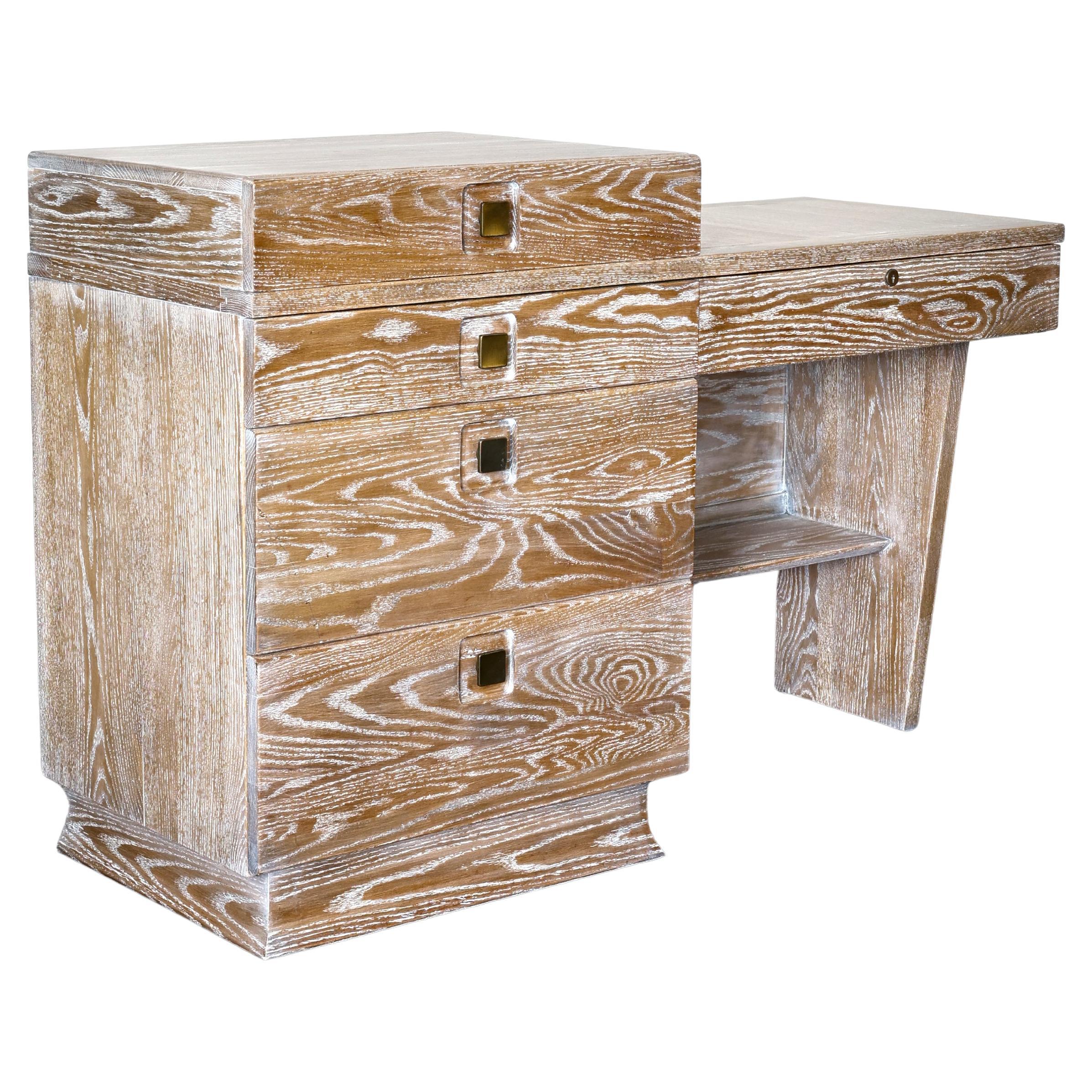 C.1950s French Limed Oak Desk For Sale