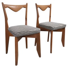 c.1950s Guillerme et Chambron Pair of Dining Chairs upholstered in Tibor