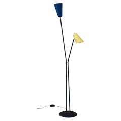 c.1950s Italian Multi Colored Two Shade Adjustable Modernist Floor Lamp