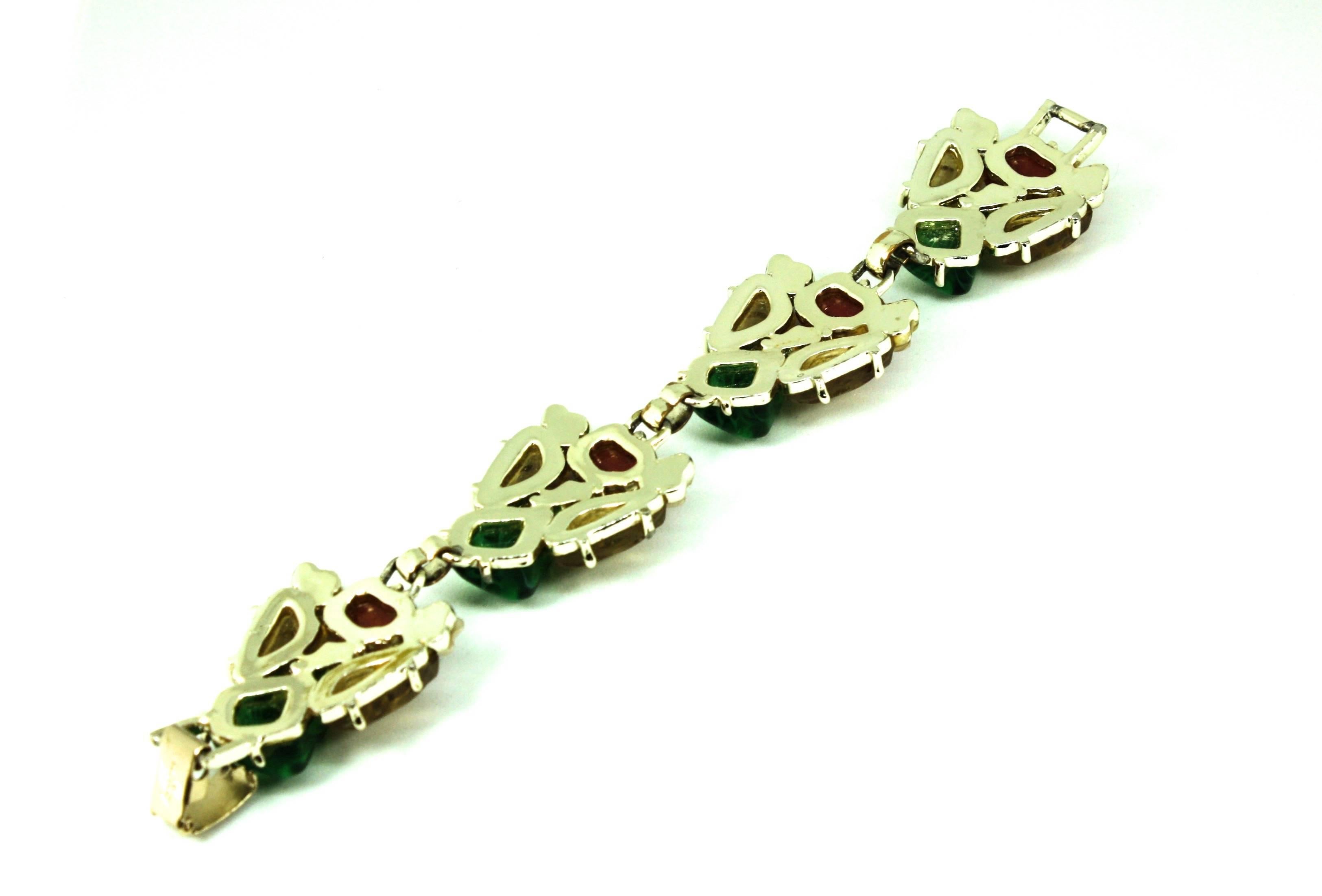 Contemporary c1950's Large Mixed Stone Bracelet by Bergere For Sale