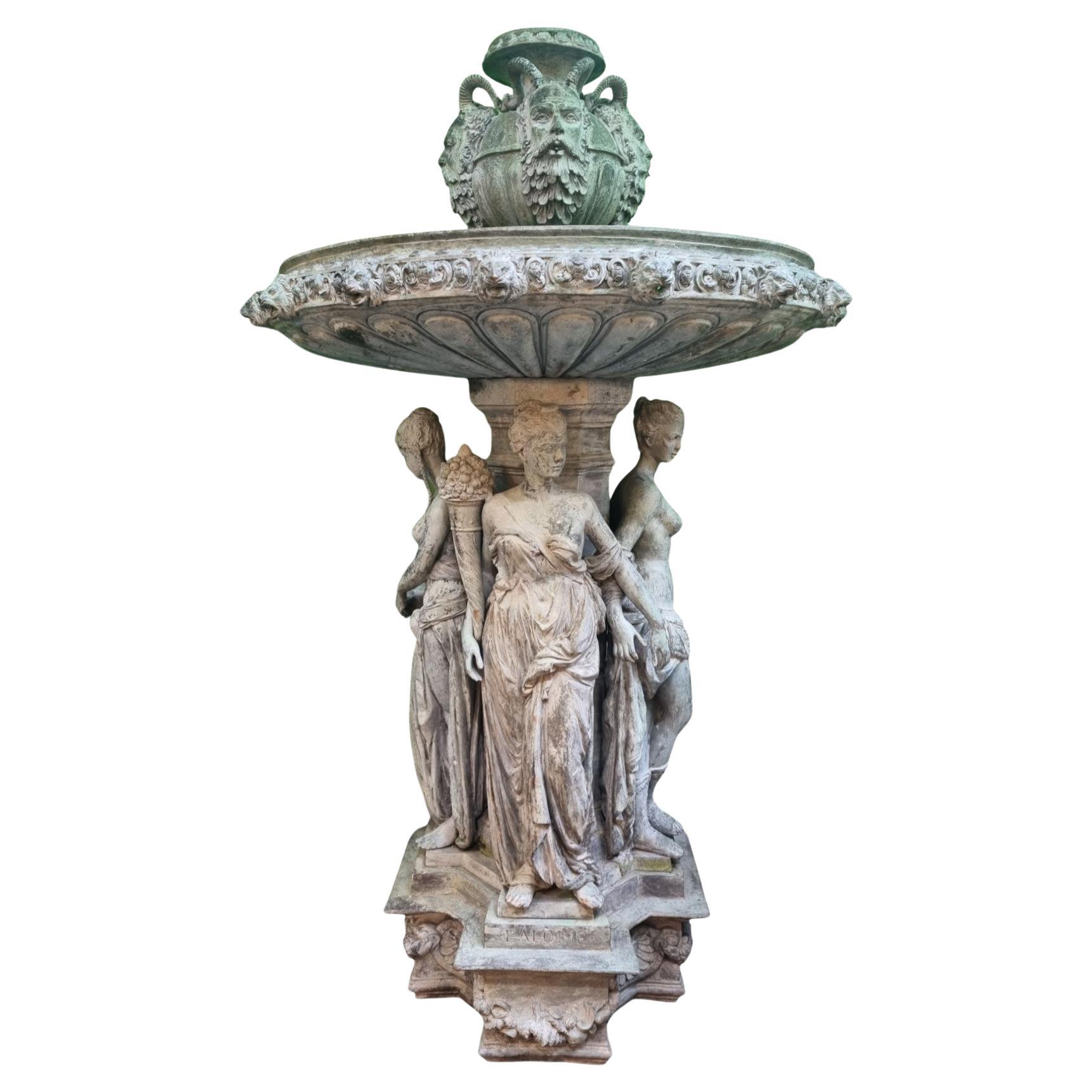 Magnifique fontaine en bronze de style néoclassique des années 1950 en vente