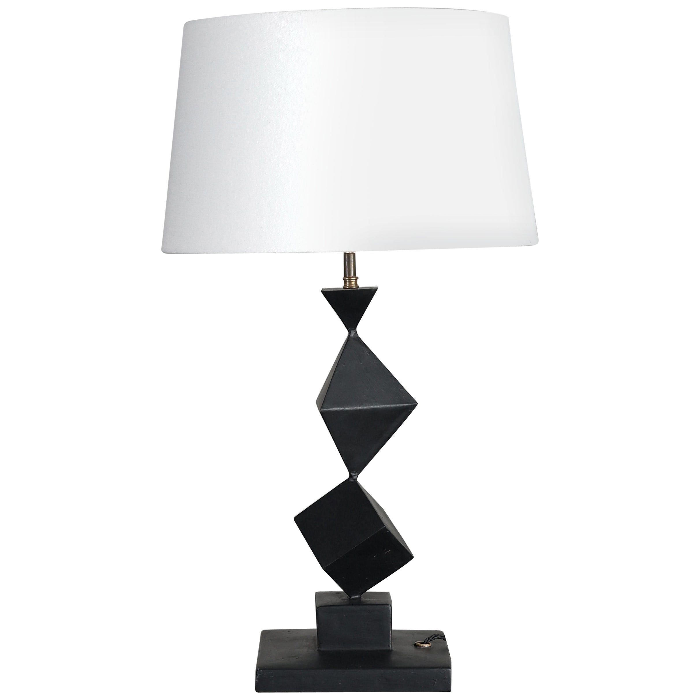C.1950s Oversized Artist Made Geometric Table Lamp