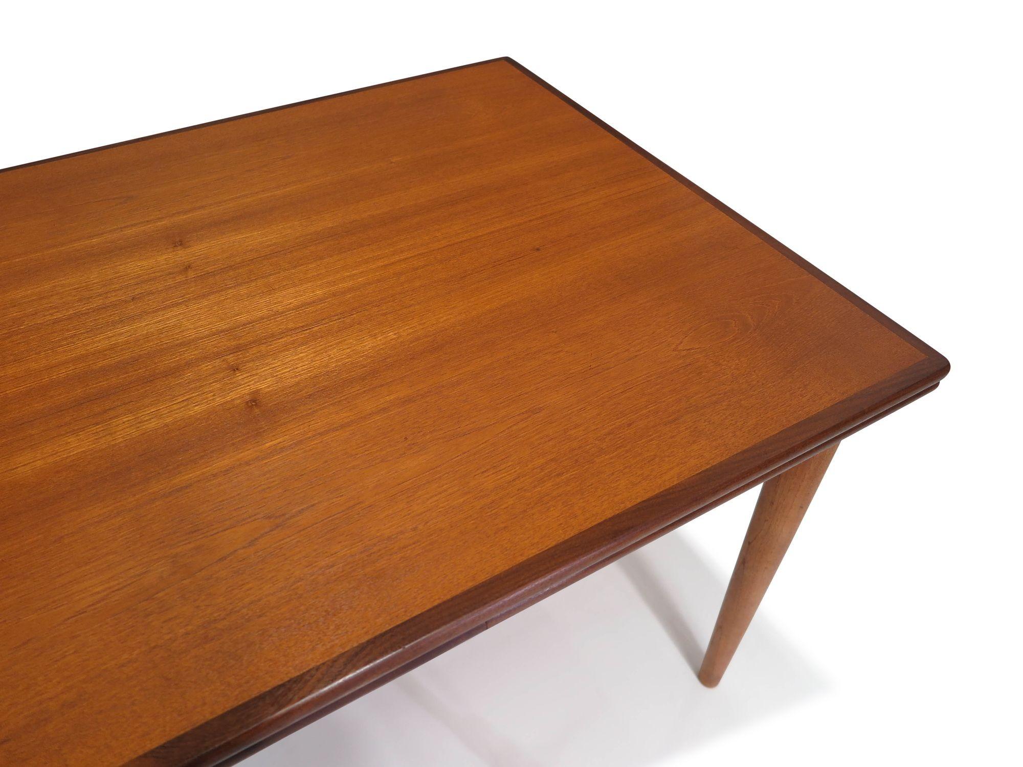 c.1958 Rectangular Danish Teak Dining Table with Leaves In Excellent Condition In Oakland, CA