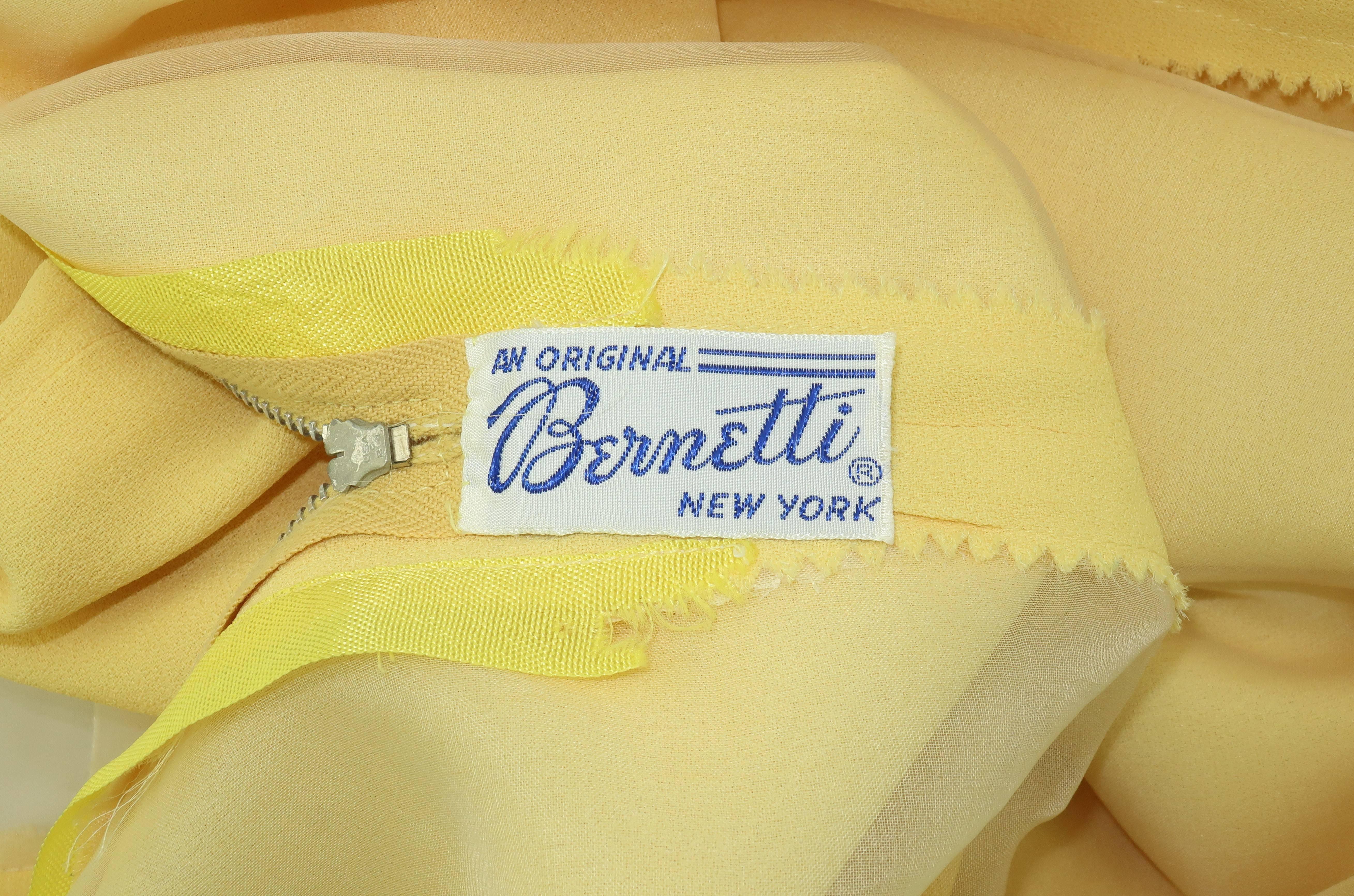 Bernetti Pale Yellow Beaded Evening Dress, circa 1960 9