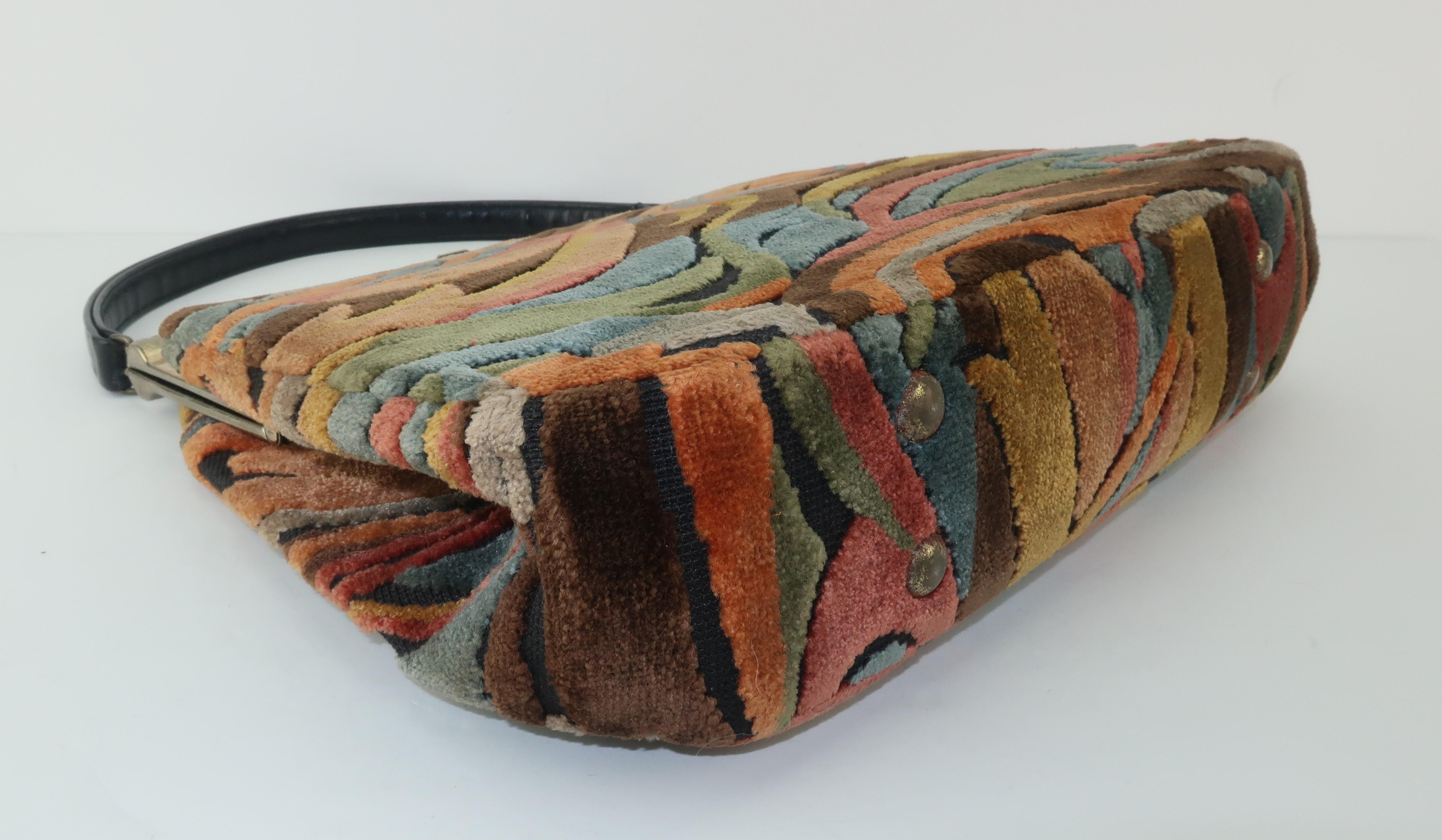 C.1960 Julius Resnick Mod Velvet Carpetbag Handbag 1