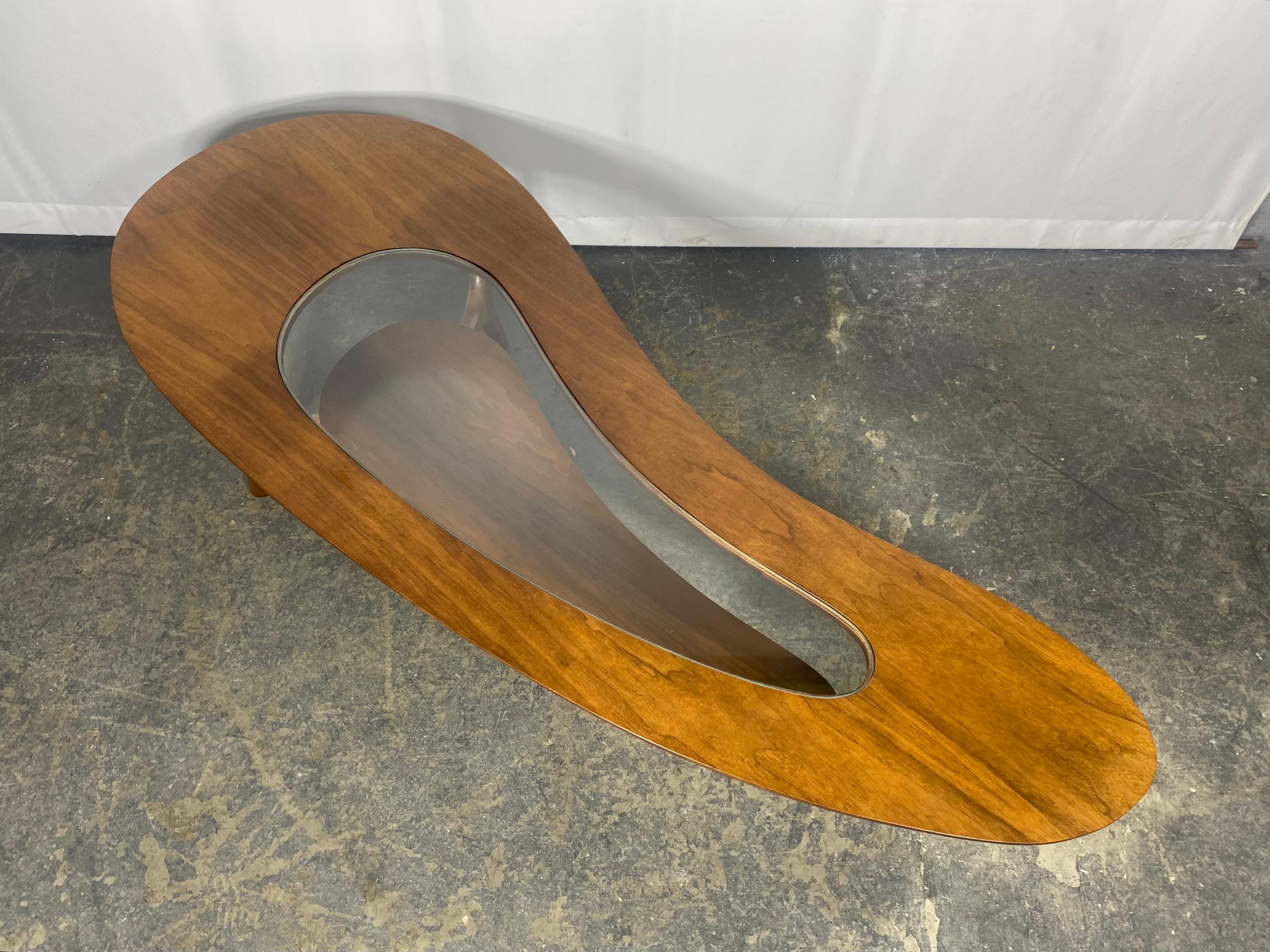 c.1960 kidney shaped, 2 tiered coffee table with sculptural legs & glass insert  For Sale 2