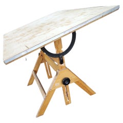 C1960, Maple Adjustable Drafting Art Industrial Table
