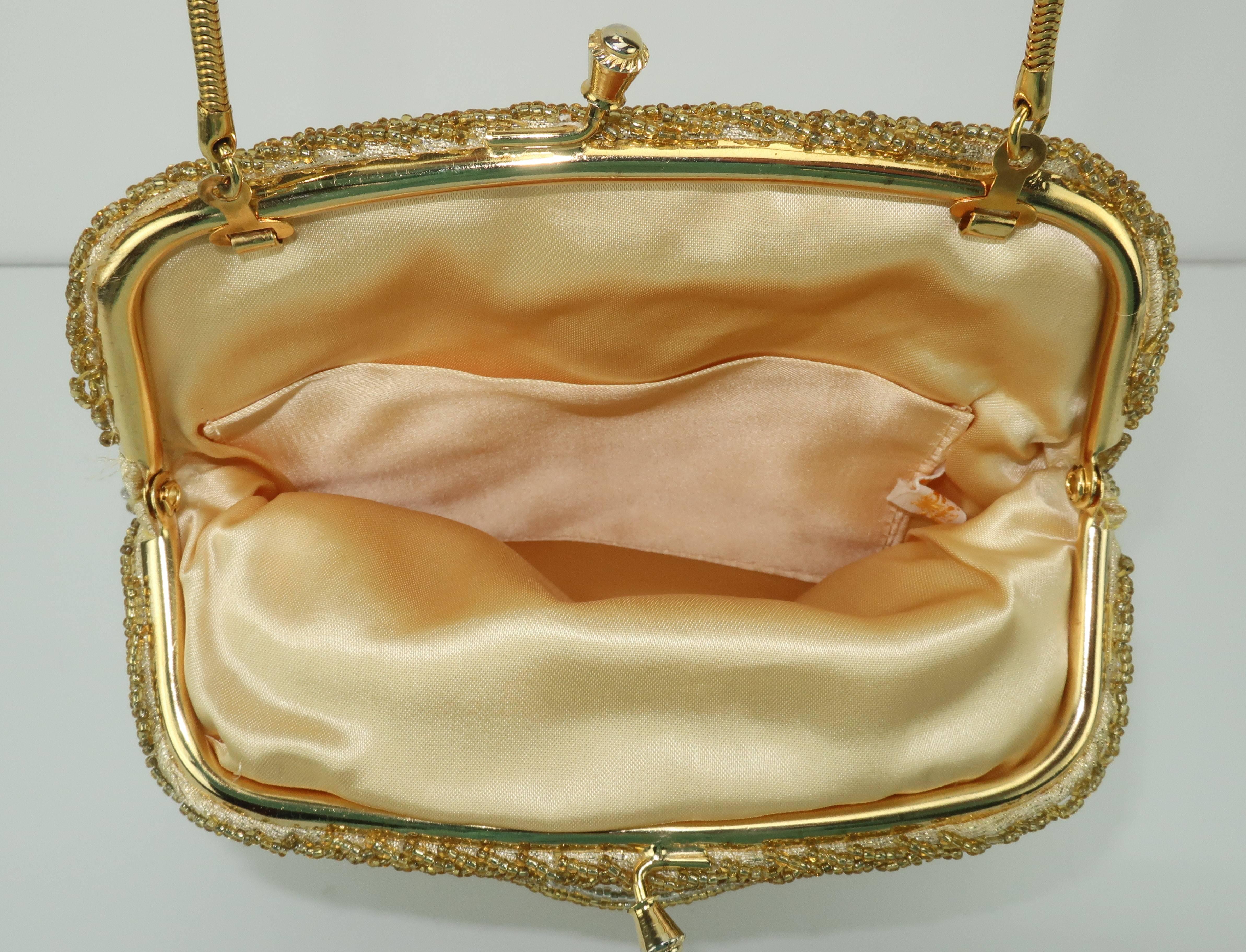 C.1960 Walborg Art Deco Style Gold Beaded Handbag 1