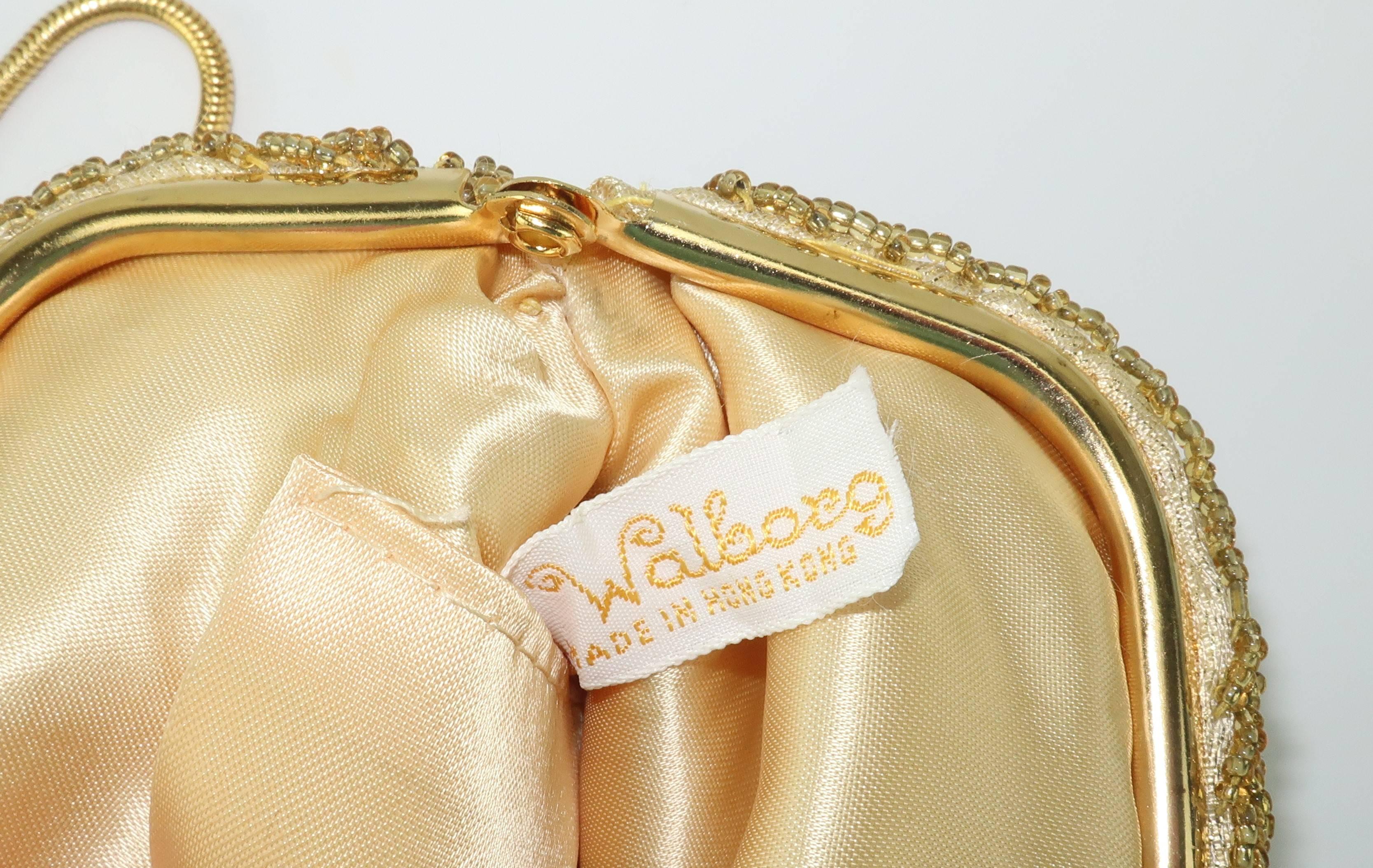 C.1960 Walborg Art Deco Style Gold Beaded Handbag 2