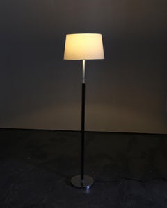 C.1960s Chrome & Stitched Leather Standard Lamp (1)