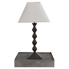 C.1960s Cubist Steel Geometric Table Lamp