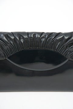 c.1960s Elongated Black Leather Clutch