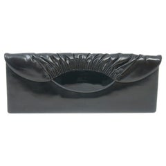 c.1960s Elongated Black Leather Clutch