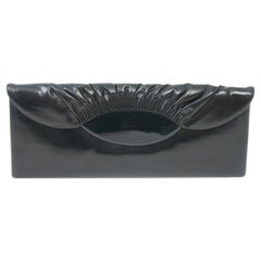 Vintage c.1960s Elongated Black Leather Clutch