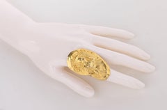 c.1960's Gold Greek Goddess Athena Large Egyptian Revival Statement Ring