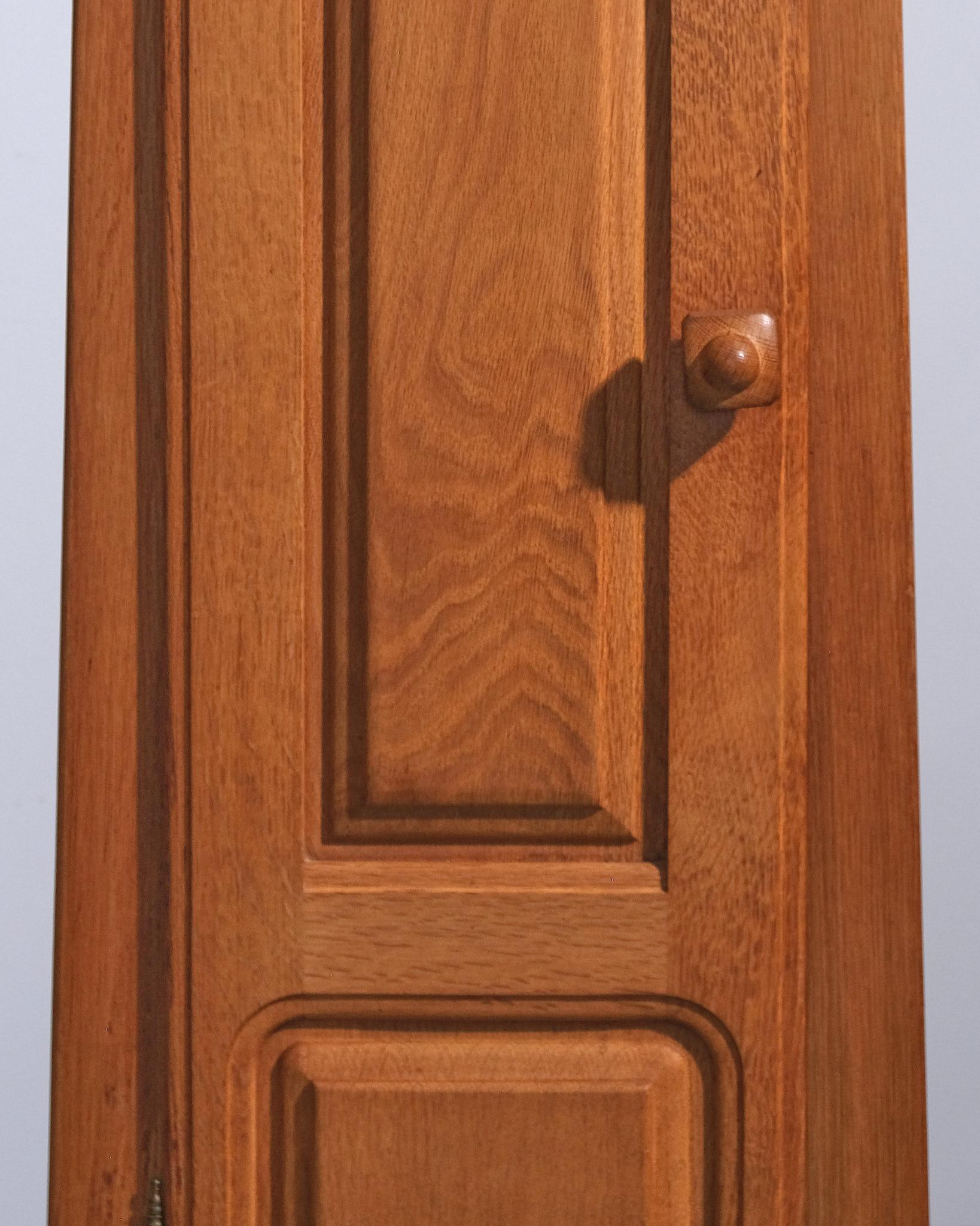French c.1960s Guillerme et Chambron Longcase Clock With Glazed Ceramic Face For Sale