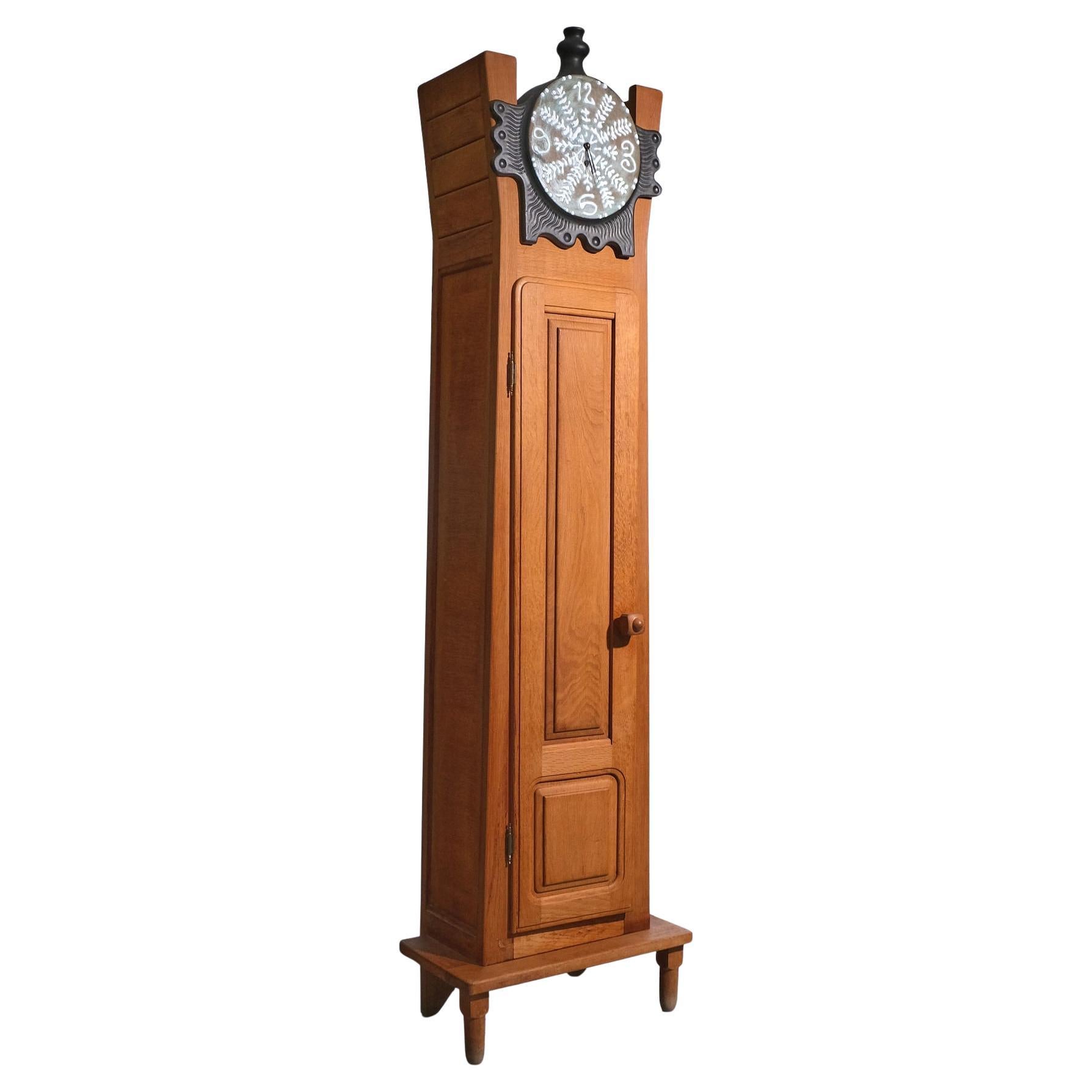 c.1960s Guillerme et Chambron Longcase Clock With Glazed Ceramic Face For Sale