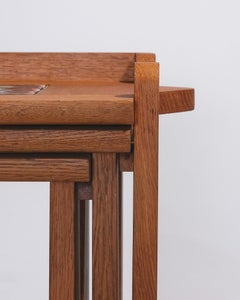 C.1960 Guillerme et Chambron Ensemble de trois tables gigognes avec carreaux de céramique