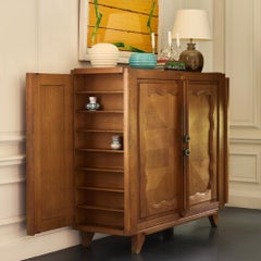 c.1960s Guillerme et Chambron Two Door Oak Cabinet Edition Votre Maison