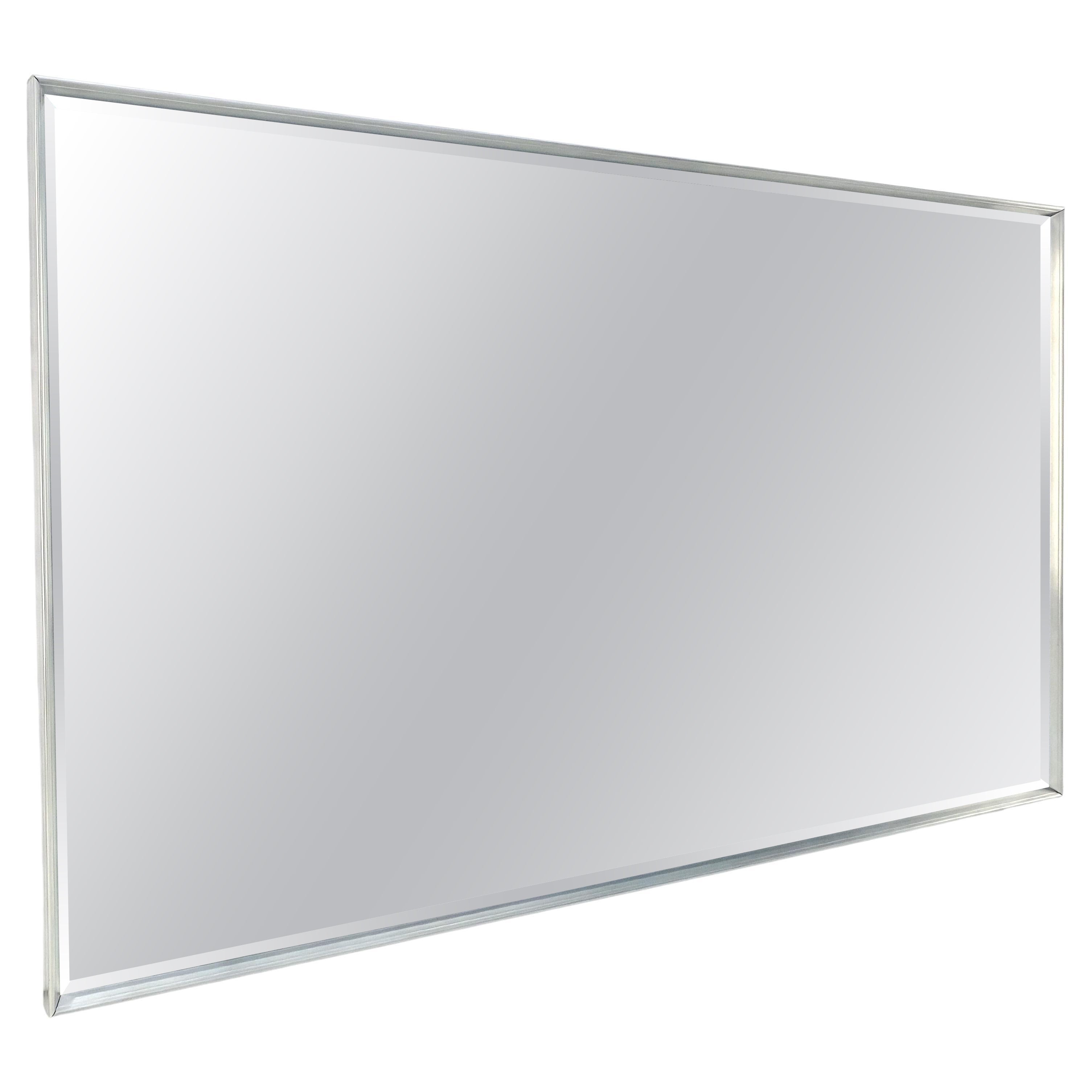 c1960s Large 37x61 Rectangle Solid Aluminum Frame Mid Century Modern Wall Mirror en vente