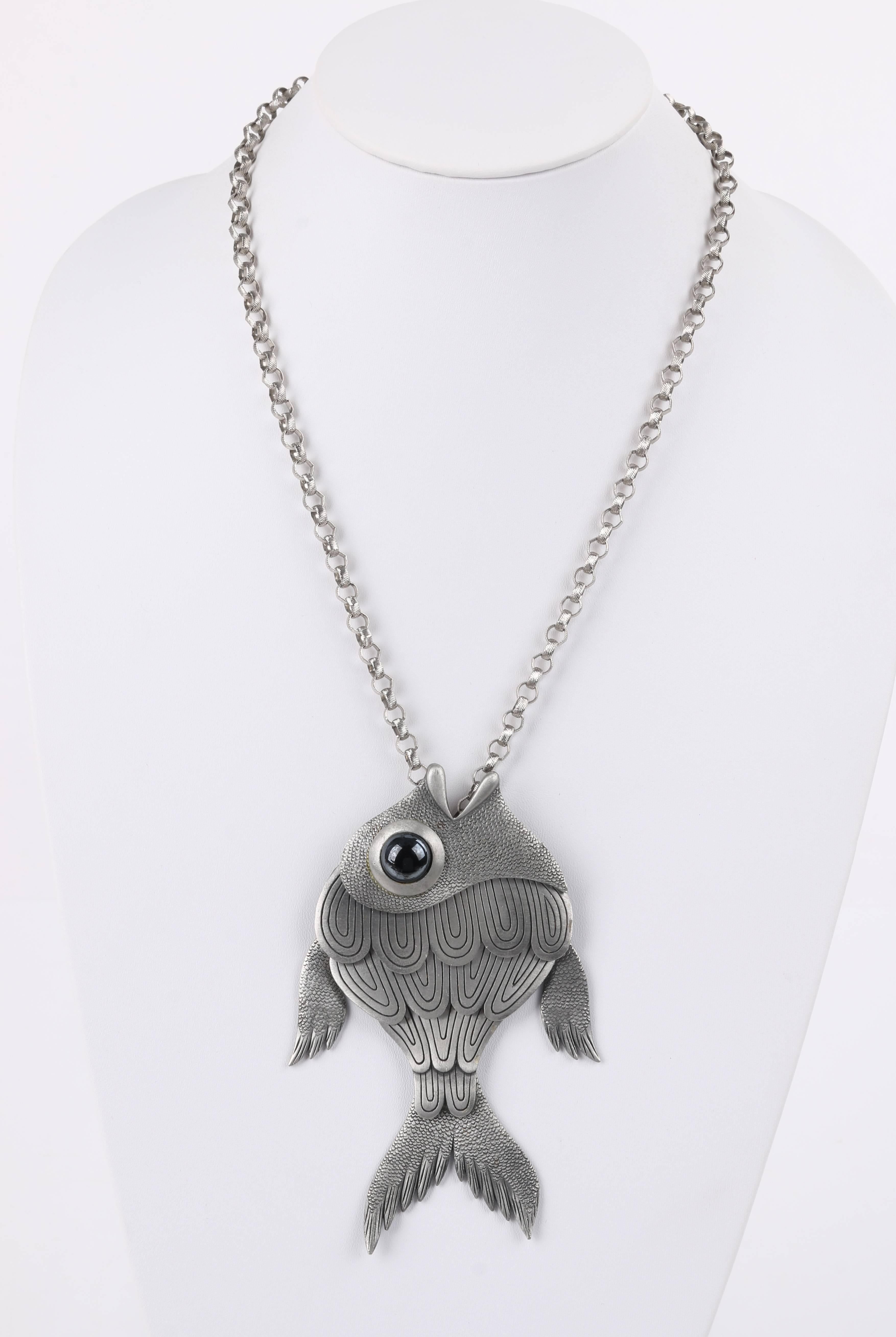 Sterling Silver Jewelry Pendants & Charms Antiqued Textured Fish Pendant 