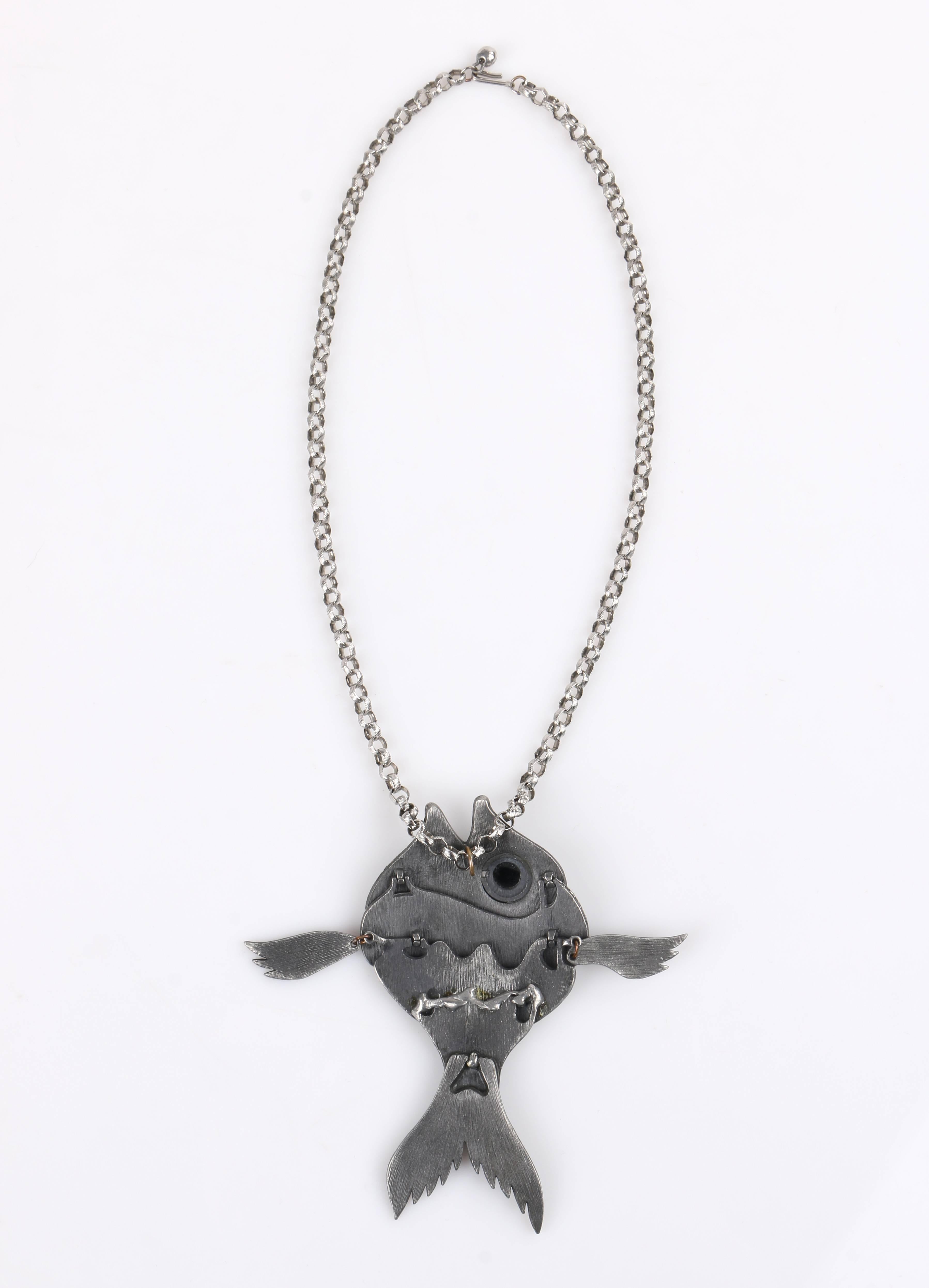 vintage articulated fish pendant