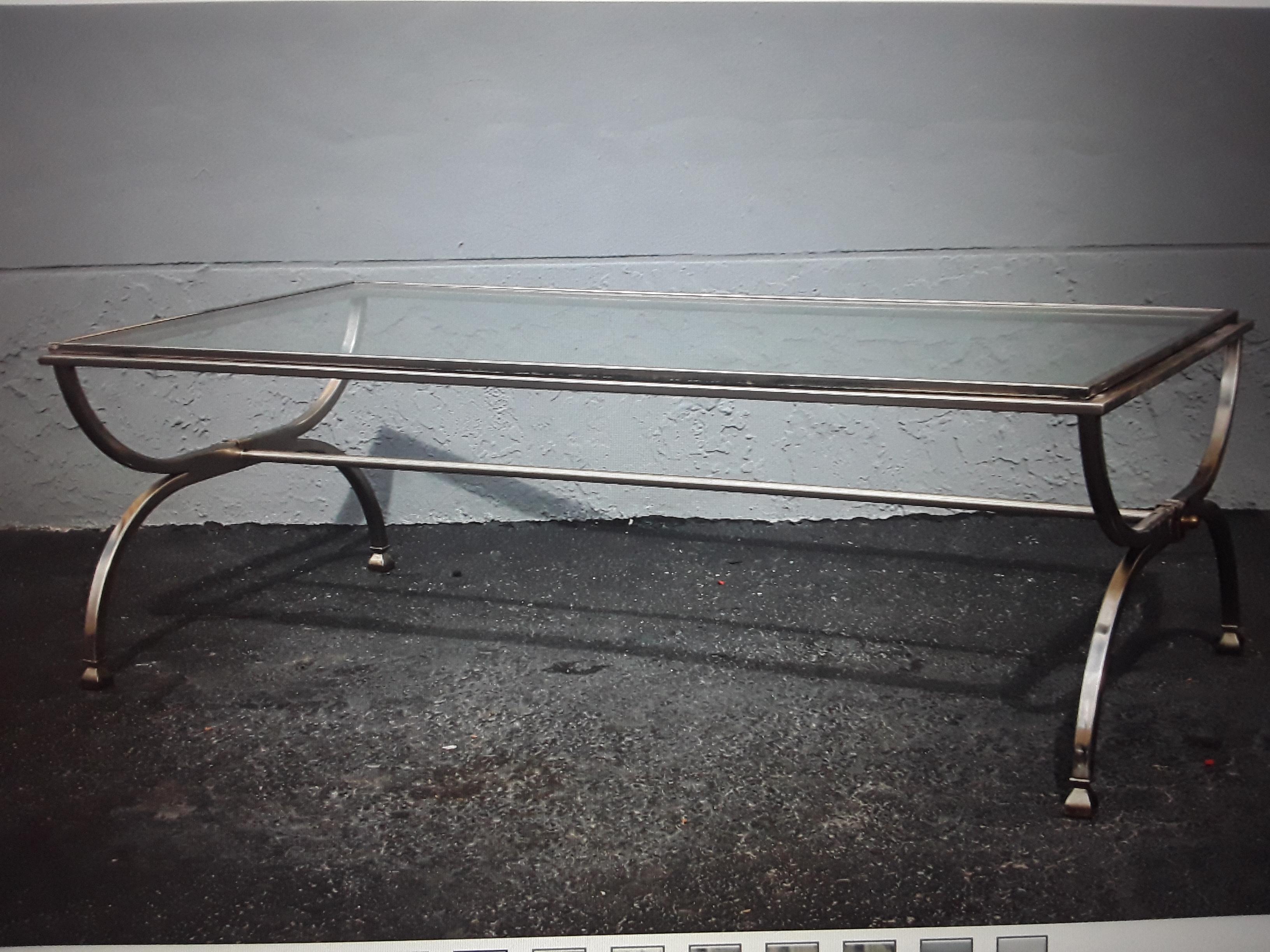 c1960's Mid Century Modern Chrome/ Steel with Glass Coffee/ Cocktail Table For Sale 5