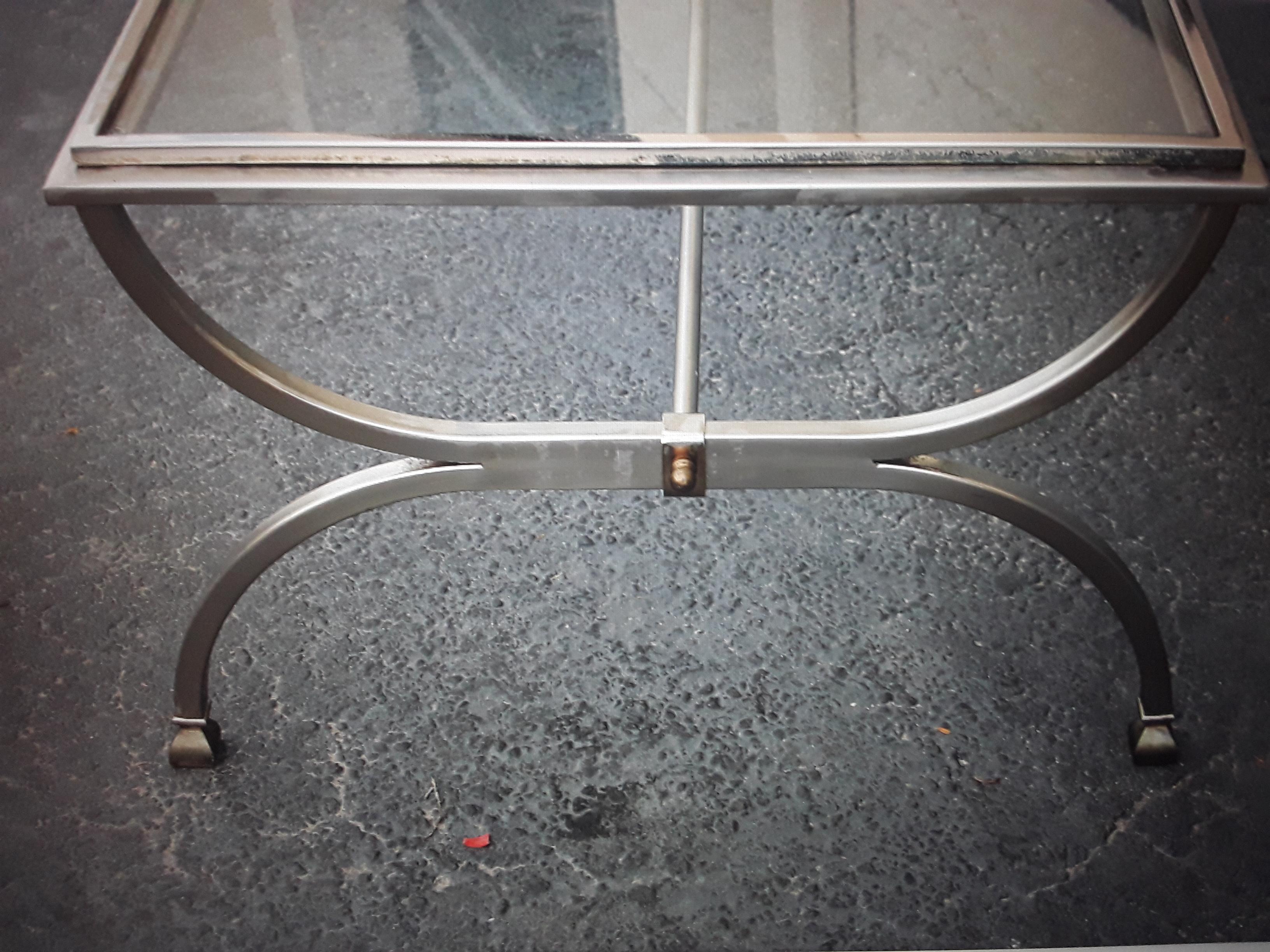c1960's Mid Century Modern Chrome/ Steel with Glass Coffee/ Cocktail Table For Sale 1
