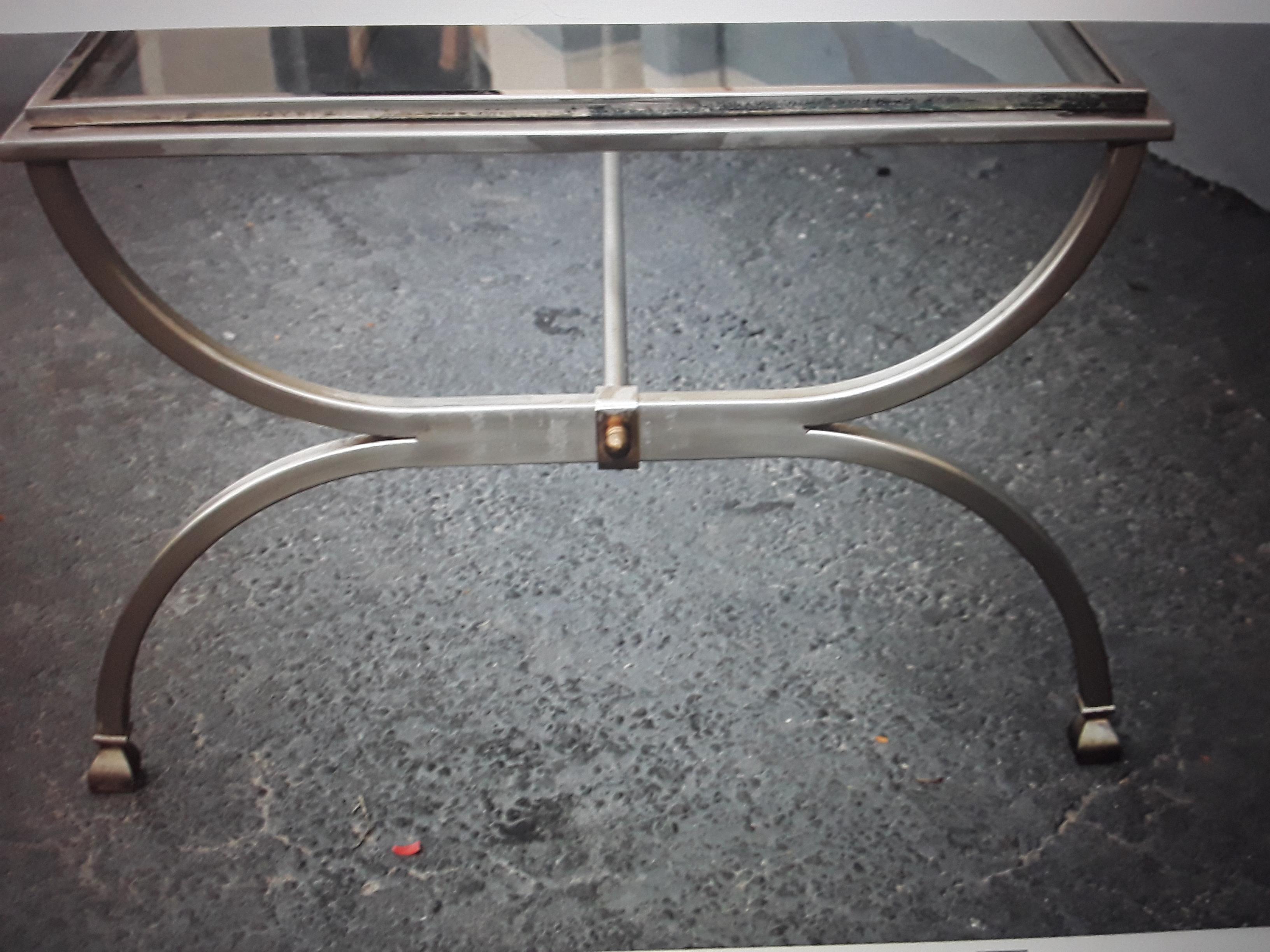 c1960's Mid Century Modern Chrome/ Steel with Glass Coffee/ Cocktail Table For Sale 2