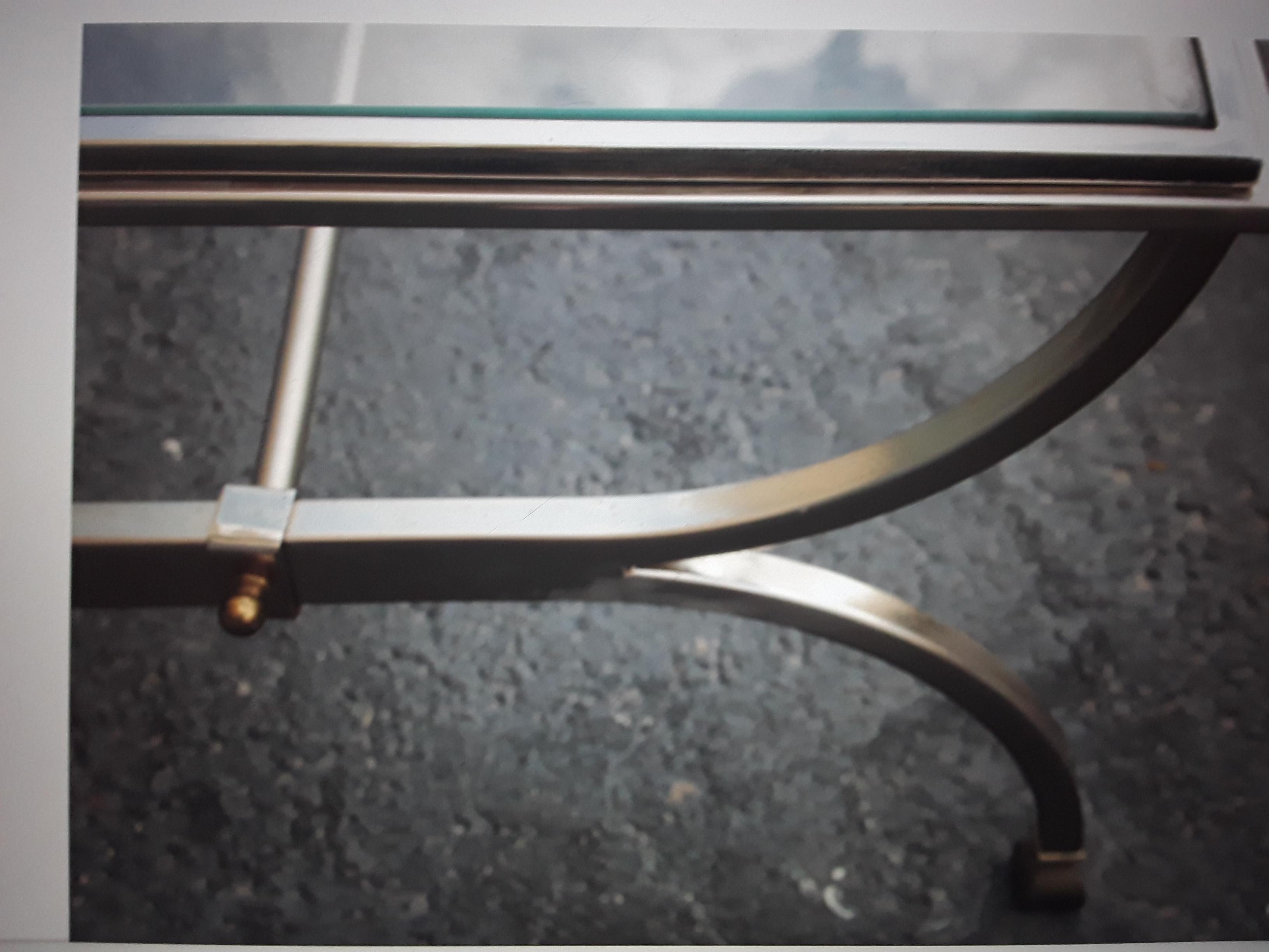 c1960's Mid Century Modern Chrome/ Steel with Glass Coffee/ Cocktail Table For Sale 3