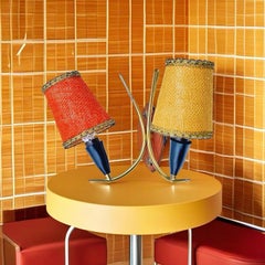 c.1960s Scandinavian Mid-Century Brass Wall Lamp/Sconce, Dual-Colored Shades