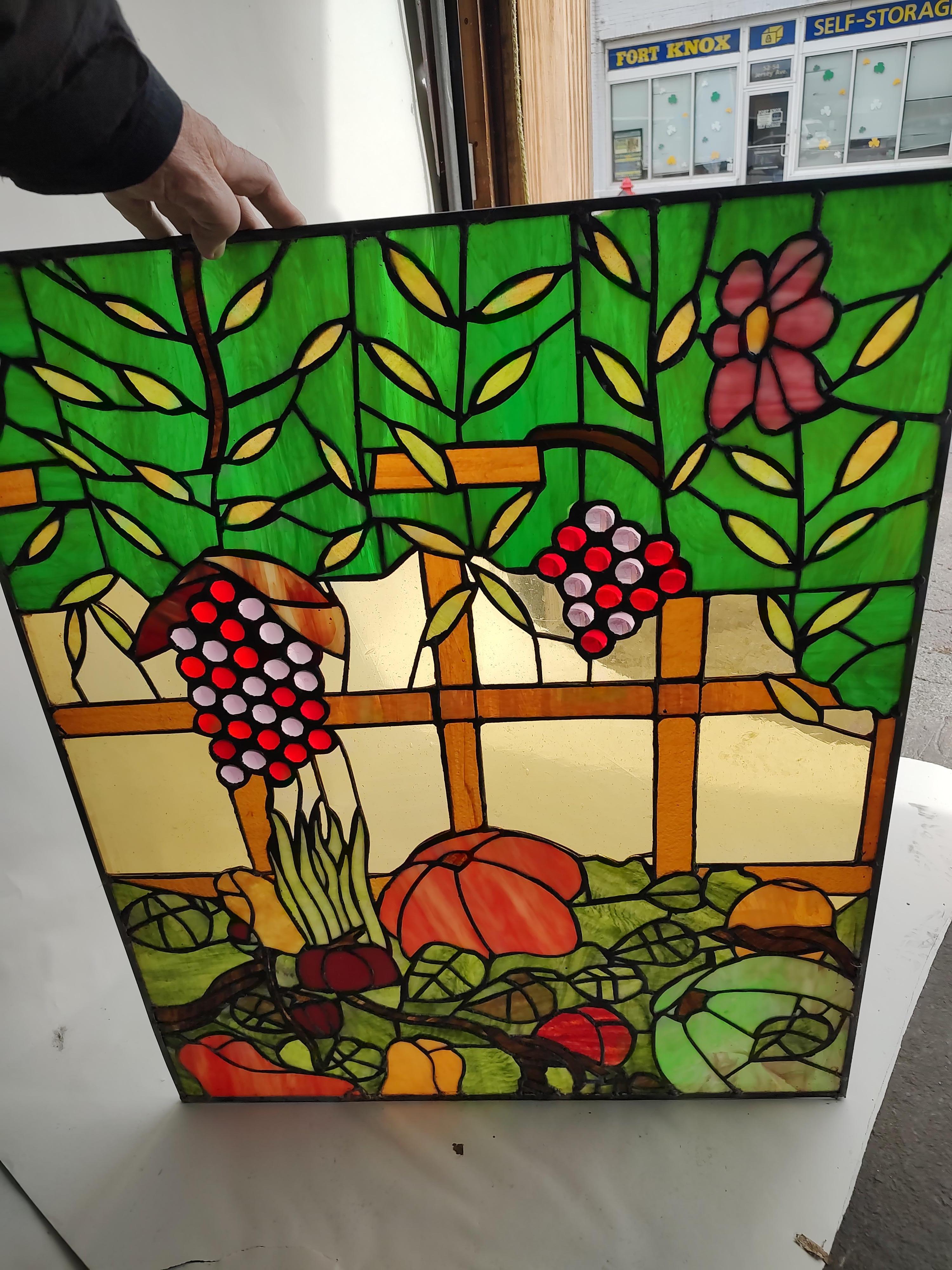 Arts and Crafts Mid-Century Modern Stained Glass Window by Rainbow Studios NY, circa 1965 #6 For Sale