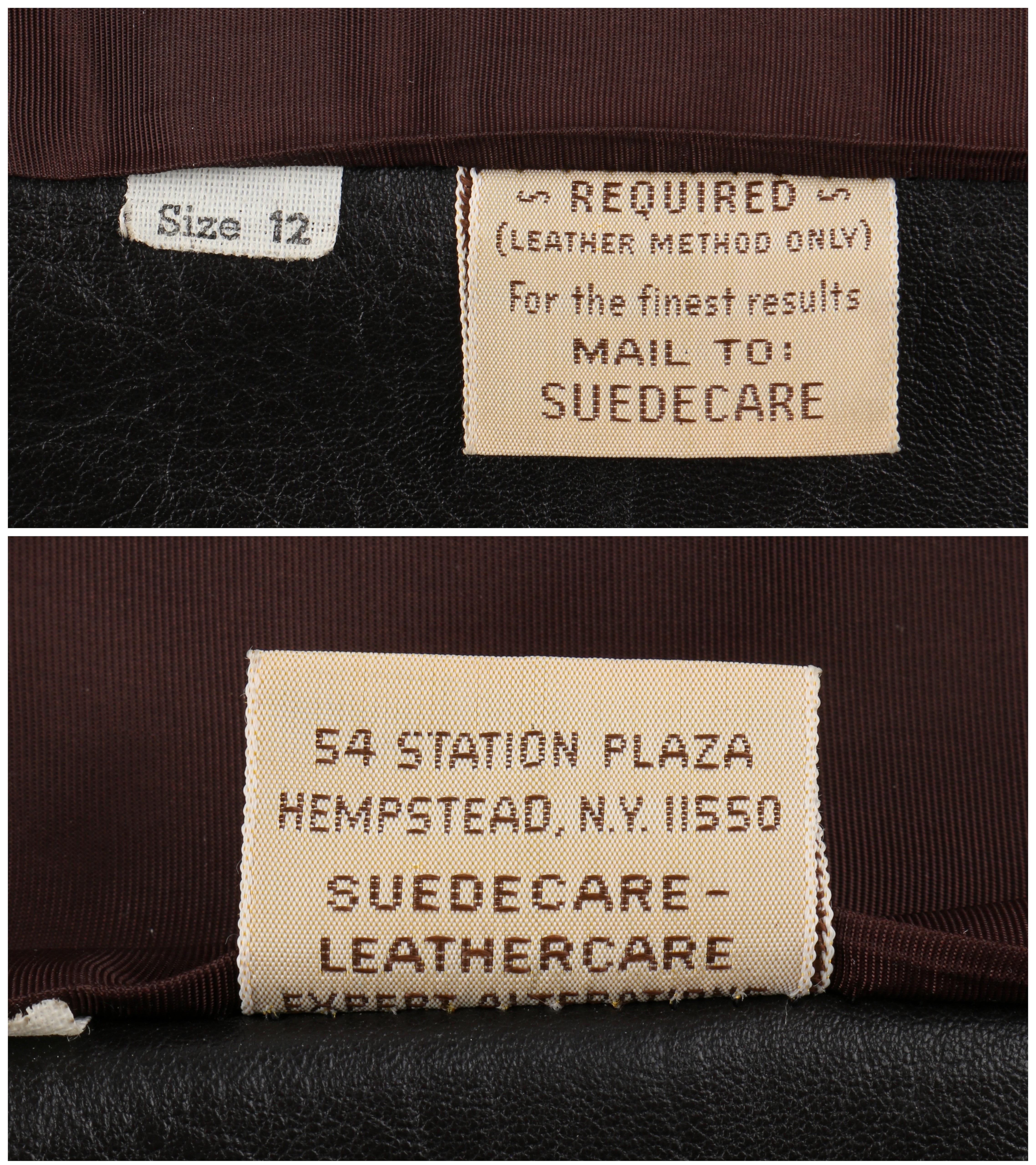 c.1970's 2 Piece Brown Leather Raccoon Fur Sleeve Jacket Pants Suit Set For Sale 2