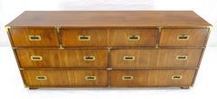 C1970s Campaign Style 7 Drawers 72" Dresser By Lane MINT!