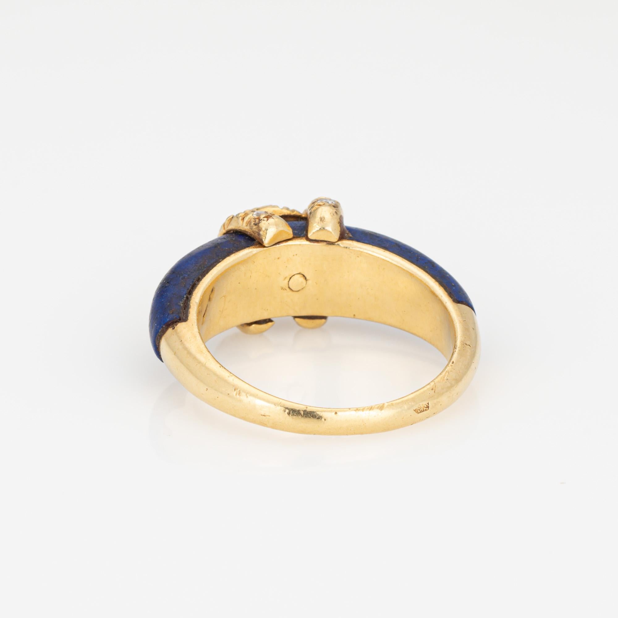 c1970s Cartier Double C Diamond Ring Lapis Lazuli 6.75 Band Fine Signed Jewelry In Good Condition In Torrance, CA