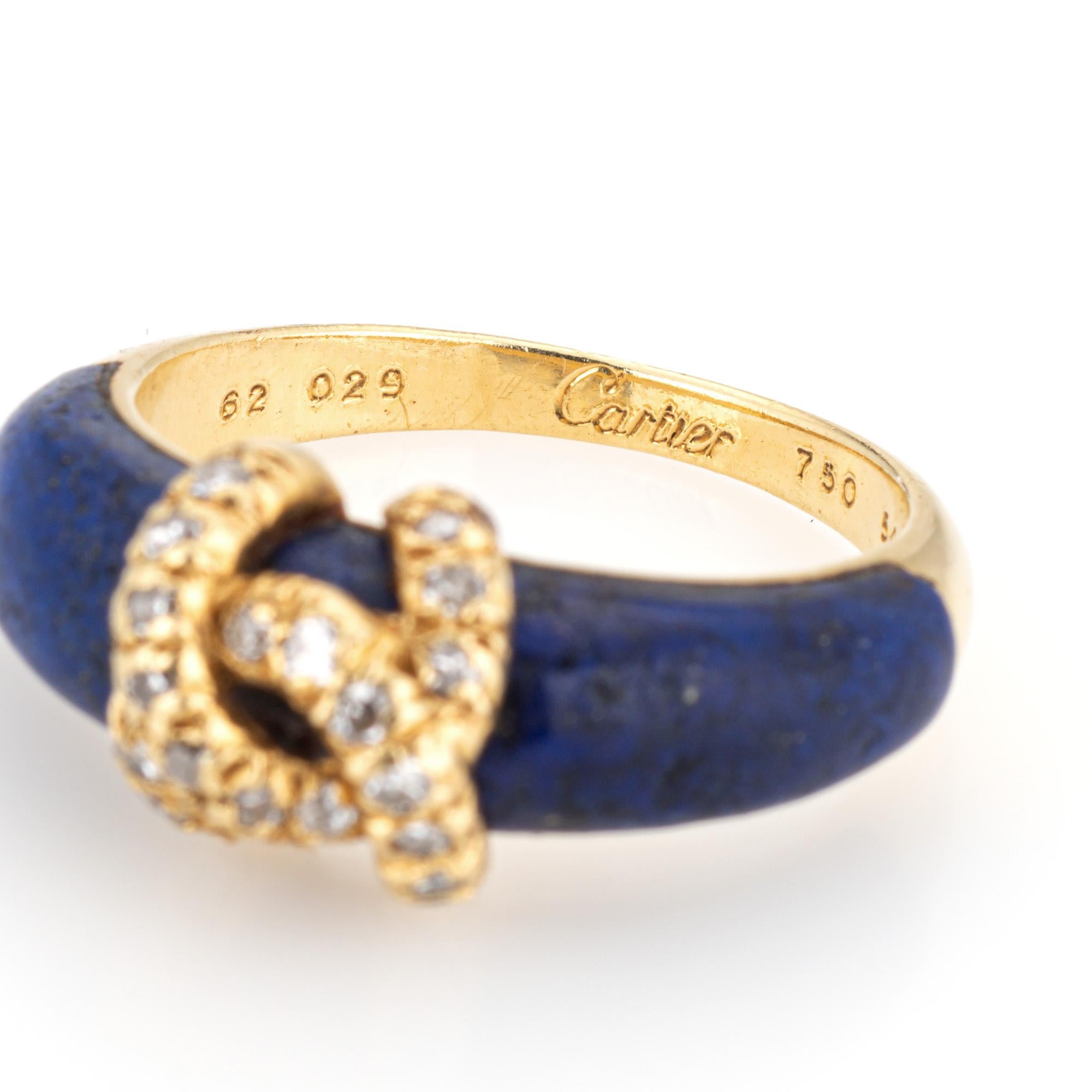 c1970s Cartier Double C Diamond Ring Lapis Lazuli 6.75 Band Fine Signed Jewelry 1