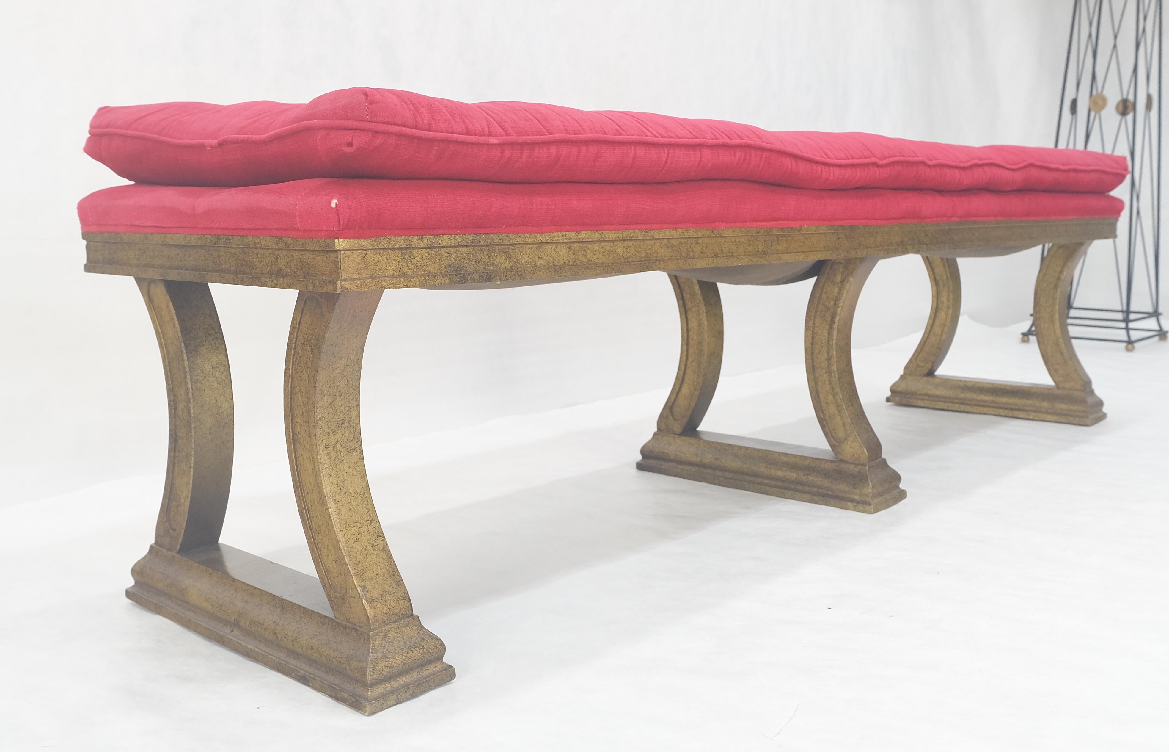 c1970s Gold Splatter Metallic Style Finish Tufted Cushion Upholstery Bench Clean For Sale 5
