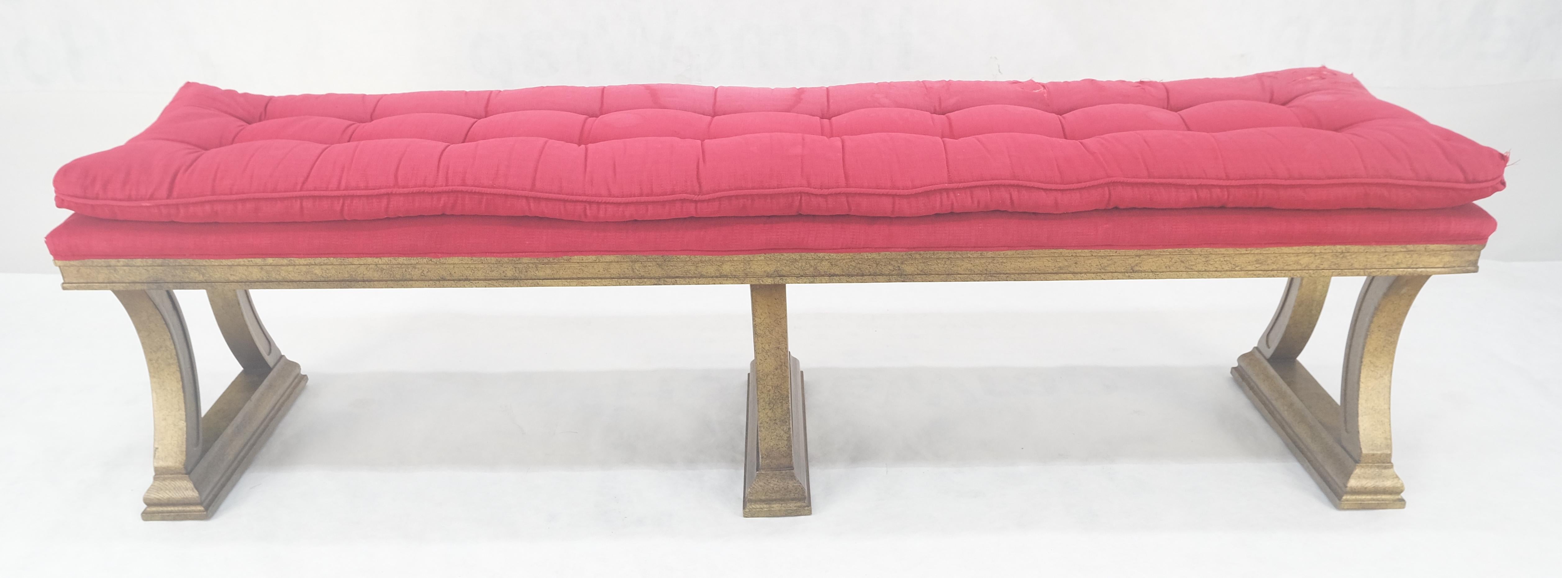 c1970s Gold Splatter Metallic Style Finish Tufted Cushion Upholstery Bench Clean For Sale 6