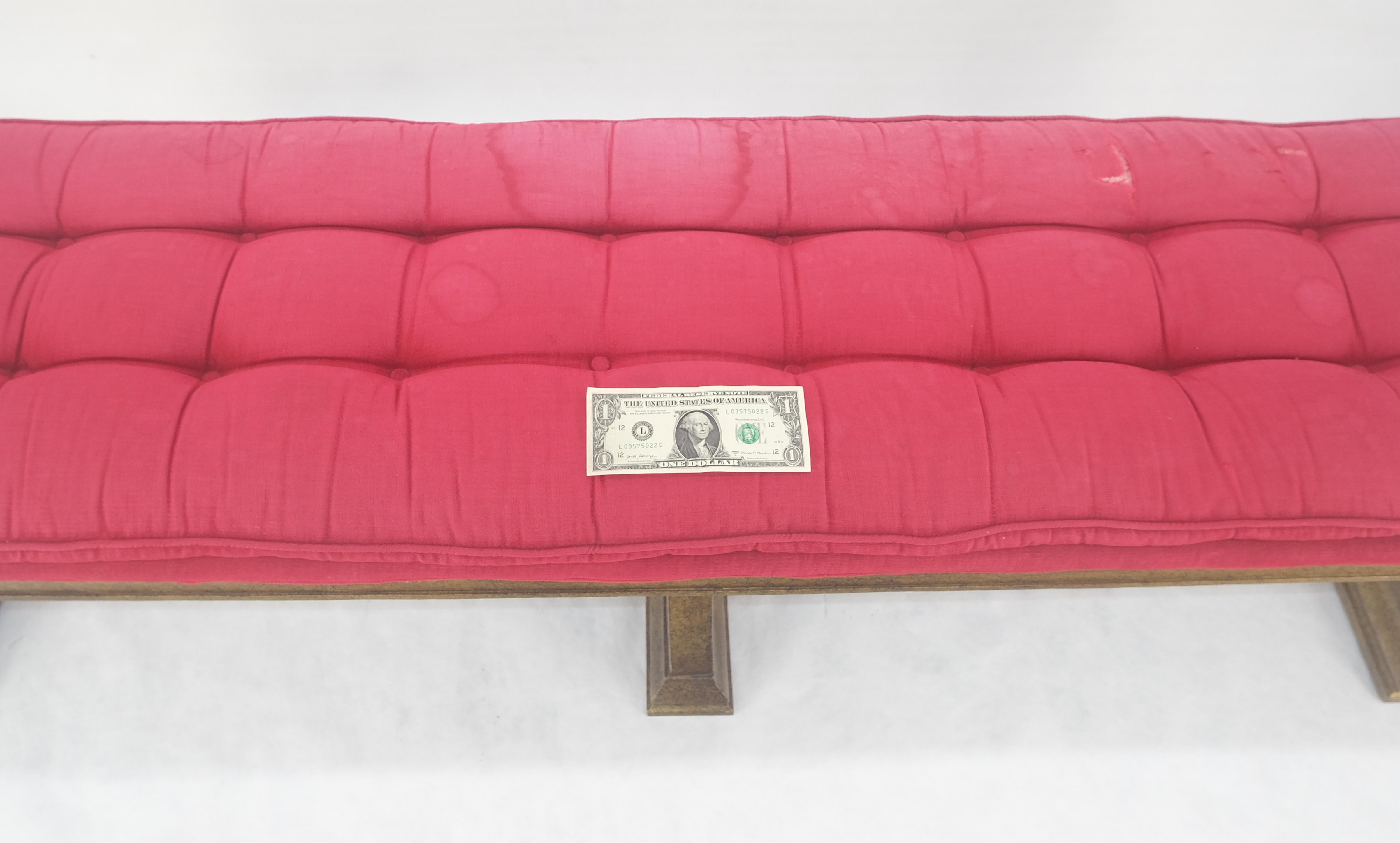 c1970s Gold Splatter Metallic Style Finish Tufted Cushion Upholstery Bench Clean For Sale 7