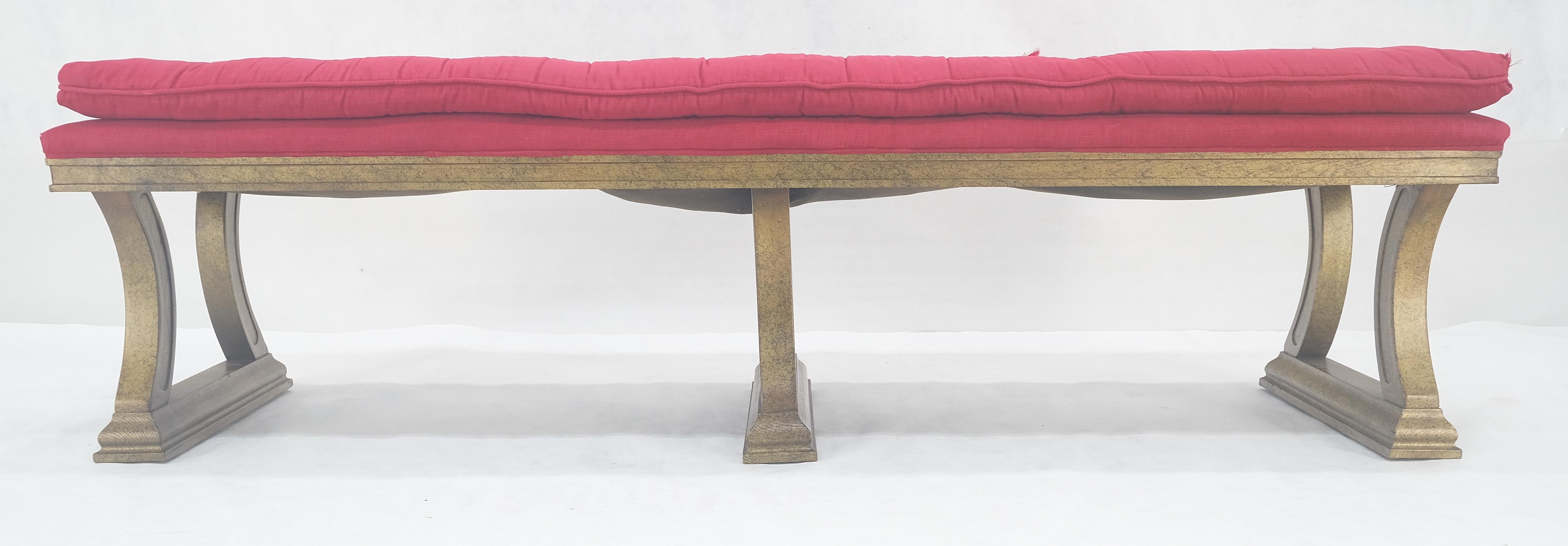 American c1970s Gold Splatter Metallic Style Finish Tufted Cushion Upholstery Bench Clean For Sale