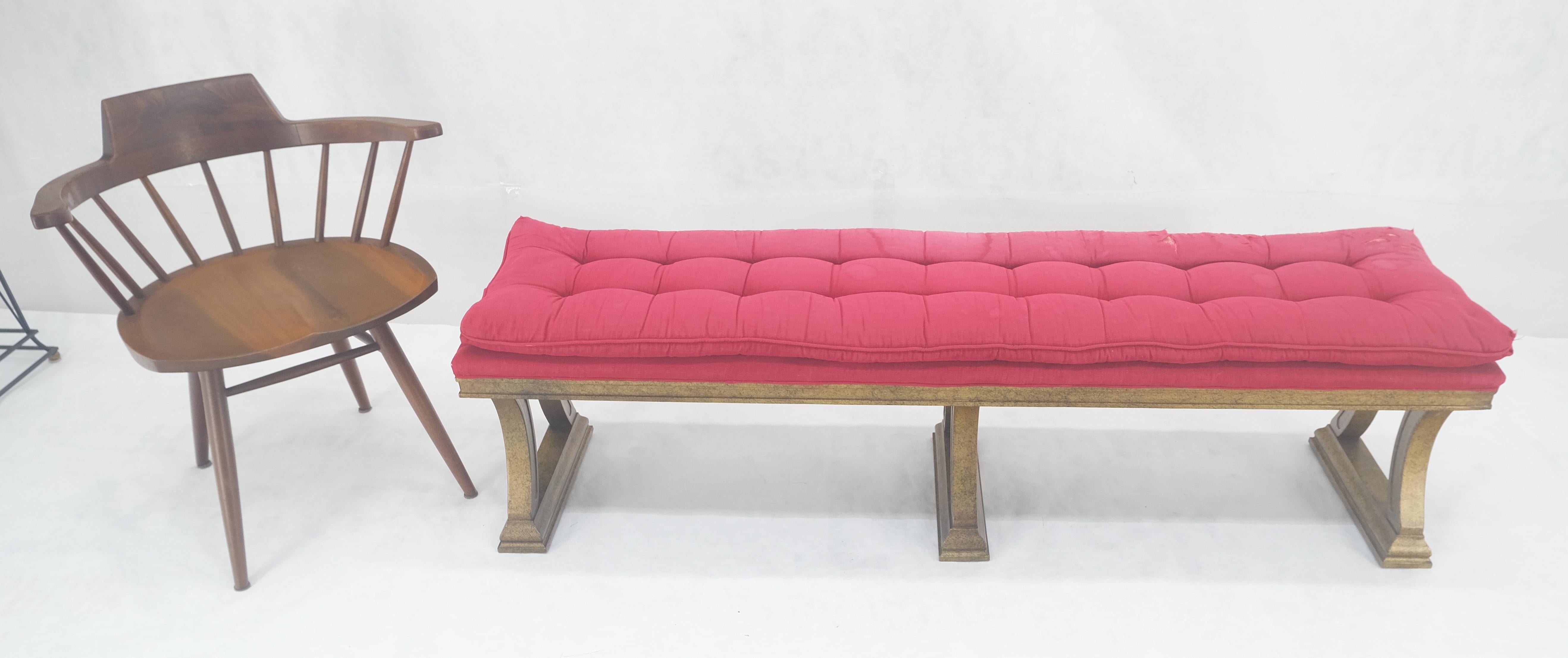c1970s Gold Splatter Metallic Style Finish Tufted Cushion Upholstery Bench Clean In Good Condition For Sale In Rockaway, NJ